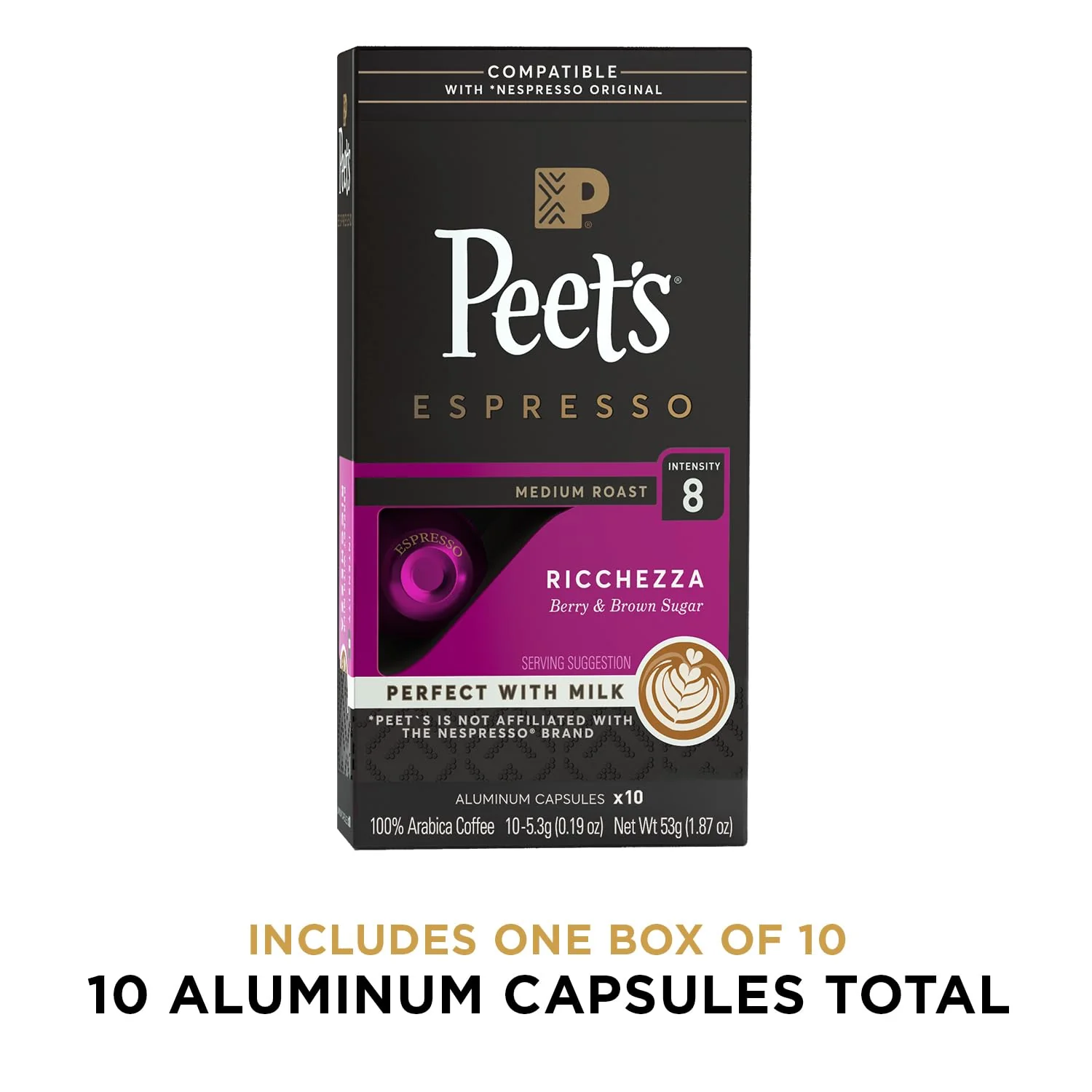 Peet's Coffee, Medium Roast Espresso Capsules, Compatible with Nespresso Original Machine - Ricchezza Intensity 8 - Image 2