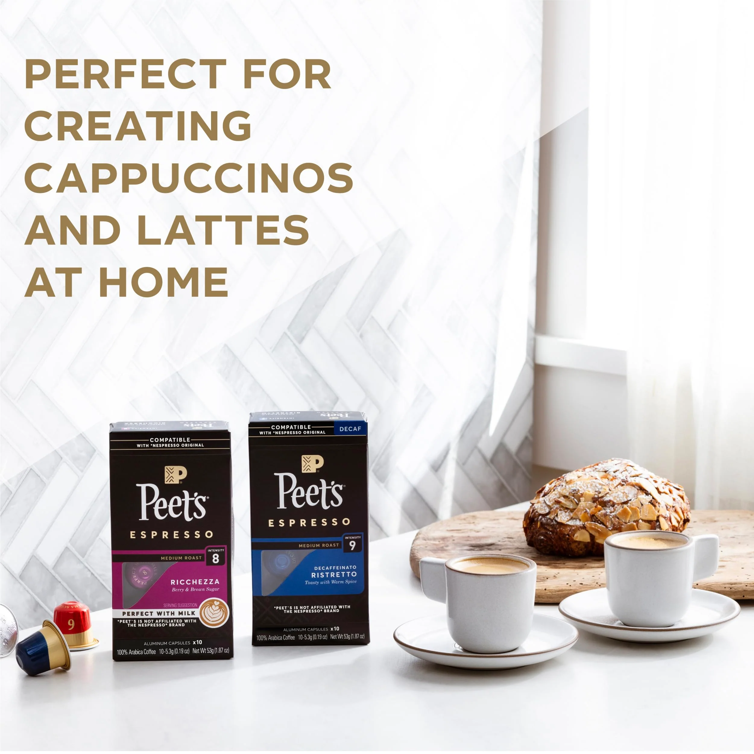 Peet's Coffee, Medium Roast Espresso Capsules, Compatible with Nespresso Original Machine - Ricchezza Intensity 8 - Image 5
