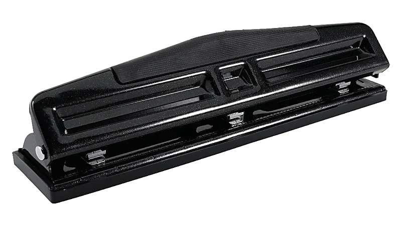Office Depot® Brand 3-Hole Adjustable Punch, Black