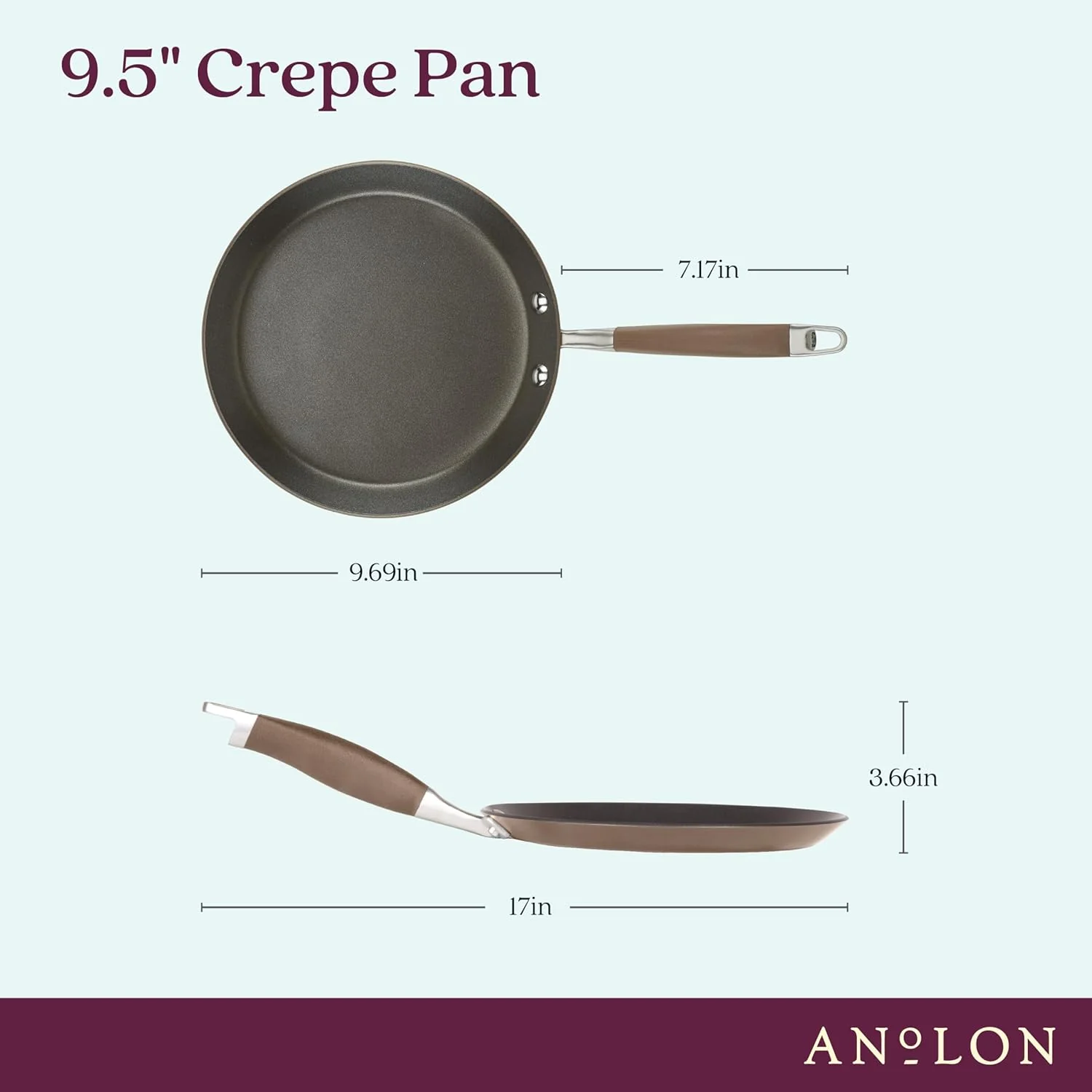 Anolon Advanced Home Hard Anodized Nonstick Crepe Pan, 9.5 Inch, Bronze - Image 3
