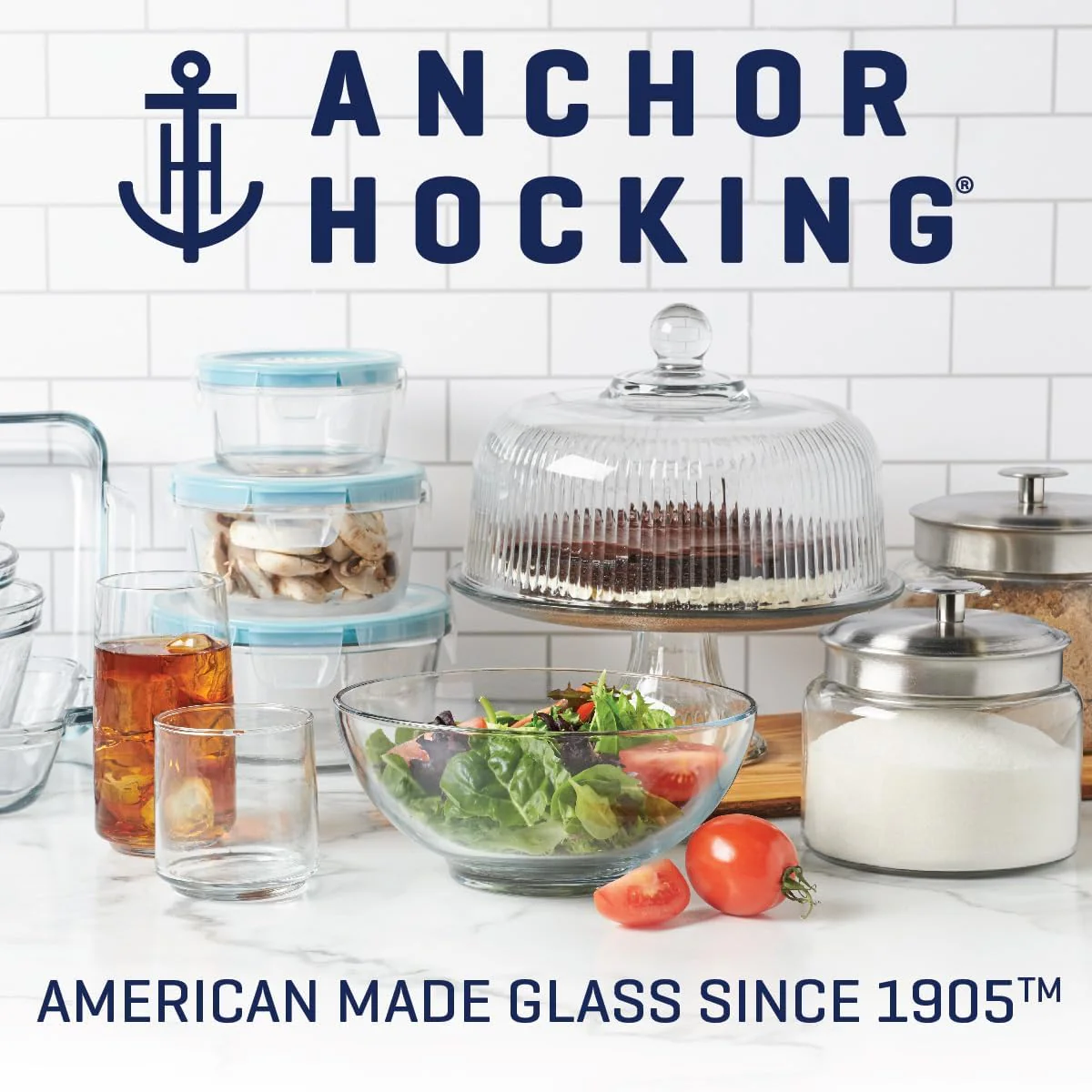 Anchor Hocking 18 Piece Glass Storage Containers with Lids (9 Glass Food Storage Containers & 9 Mixed Blue SnugFit Lids) - Image 6