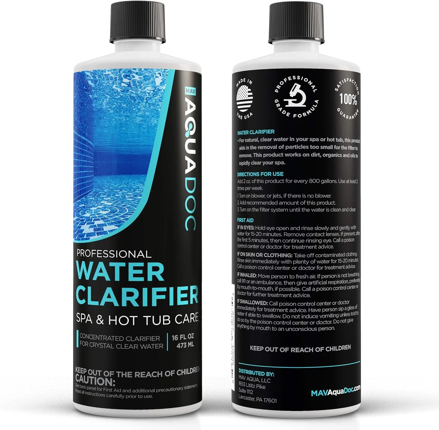 Spa Clarifier & Hot Tub Clarifier for Fast Acting Cloudy Water Treatment, The Spa Clarifier Hot Tub Owners Love, Use Our Hot Tub Water Clarifier to Keep Your Spa Clear & Balanced - MAV AquaDoc 16oz - Image 8