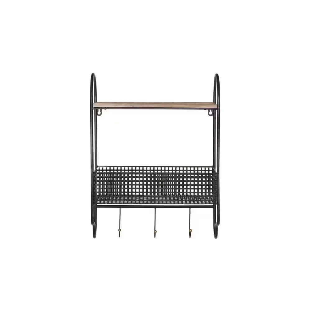 Basket 3 Hooks Wall Organizer Metal Black 20 in. H x 15 in. W x 6 in. D - Image 3