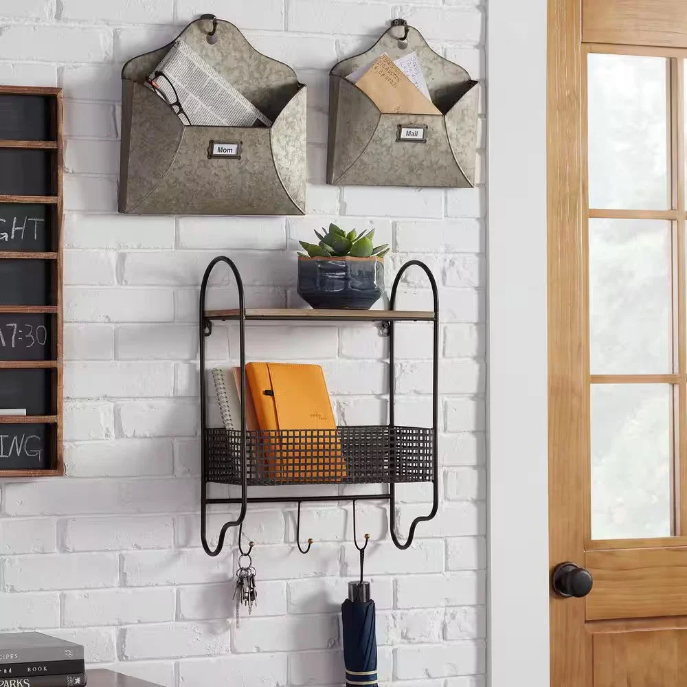 Basket 3 Hooks Wall Organizer Metal Black 20 in. H x 15 in. W x 6 in. D - Image 6