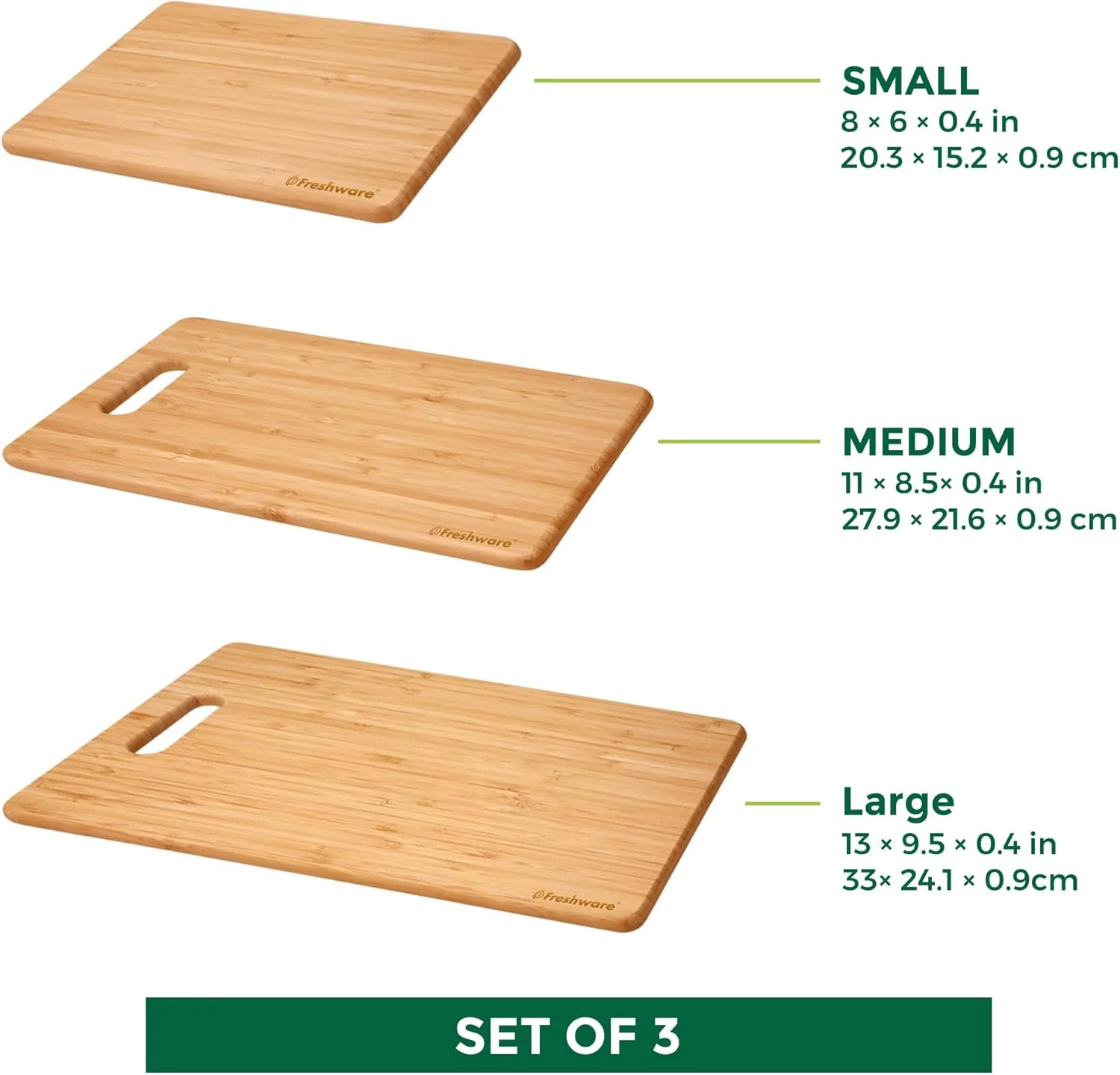 Bamboo Cutting Boards for Kitchen [Set of 3] Wood Cutting Board for Chopping Meat, Vegetables, Fruits, Cheese, Knife Friendly Serving Tray with Handles - Image 2