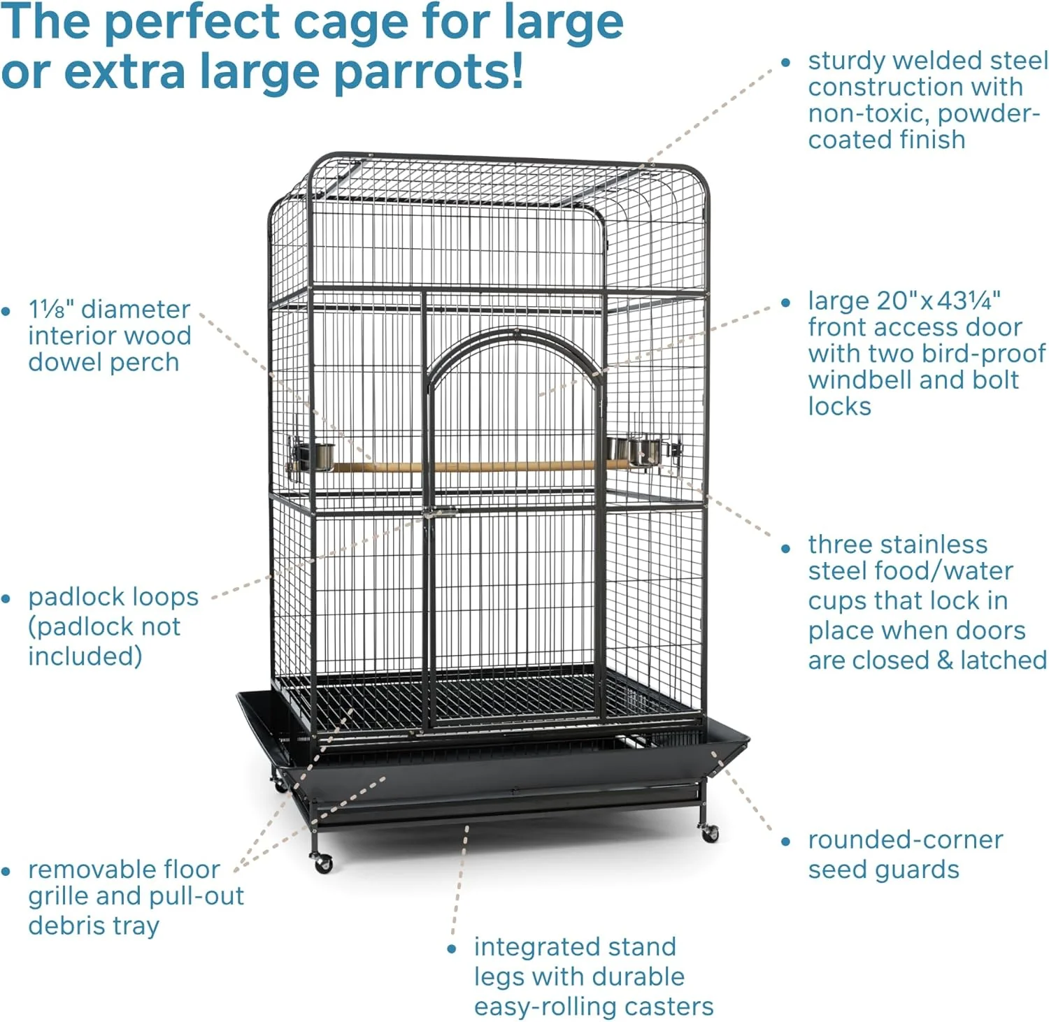 NEW - Prevue Pet Products Empire Bird Cage, X-Large, Black Hammertone,46" L x 36" W x 78 1/4" H - Rtail $657 - Image 2