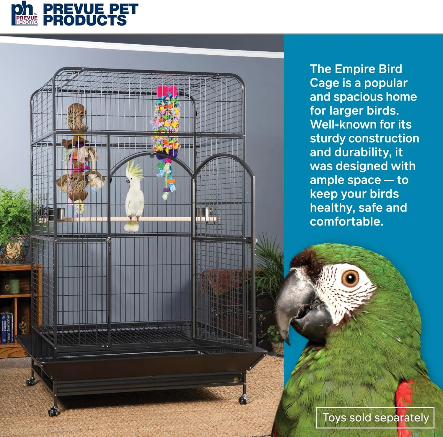 NEW - Prevue Pet Products Empire Bird Cage, X-Large, Black Hammertone,46" L x 36" W x 78 1/4" H - Rtail $657 - Image 3