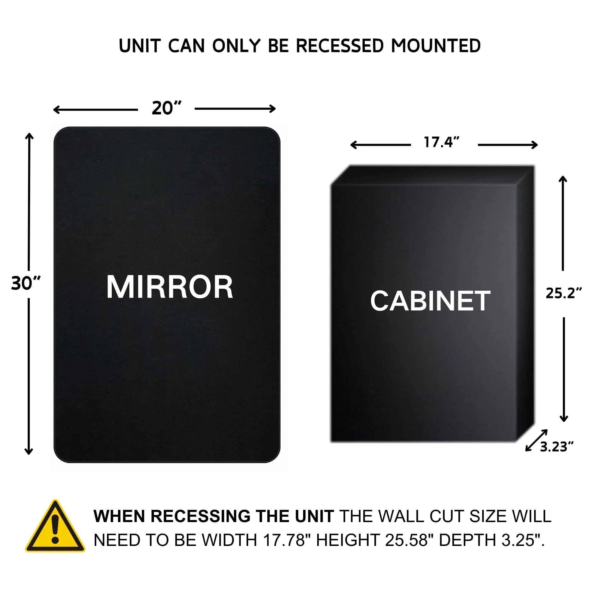 NEW - w/ Only One Shelf - Matt Black Rectangle Recessed Bathroom Medicine Cabinet with Mirror Stainless Steel Metal Framed Rounded Rectangular Bathroom Cabinet with Mirror 20x30'' - Image 3