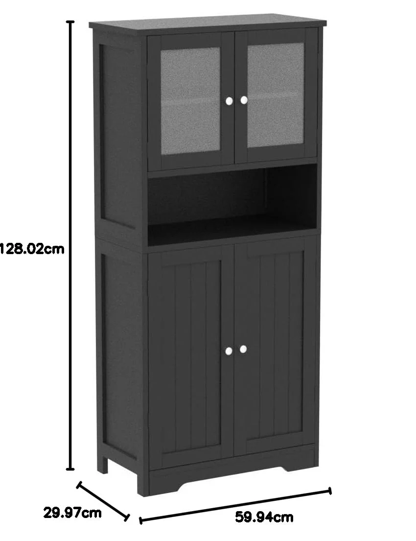 Irontar Bathroom Cabinet, Bathroom Floor Cabinet with Open Shelf, Display Storage with Doors, Kitchen Cupboard, Storage Cabinet for Living Room, 23.6 x 11.8 x 50.4 Inches, Black CWG006B - Image 2