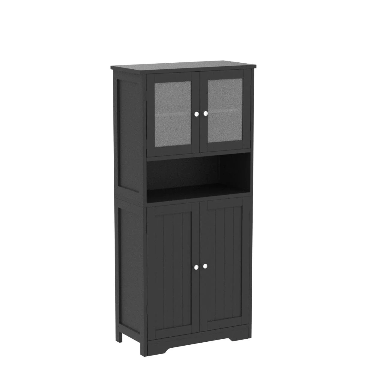 Irontar Bathroom Cabinet, Bathroom Floor Cabinet with Open Shelf, Display Storage with Doors, Kitchen Cupboard, Storage Cabinet for Living Room, 23.6 x 11.8 x 50.4 Inches, Black CWG006B - Image 4