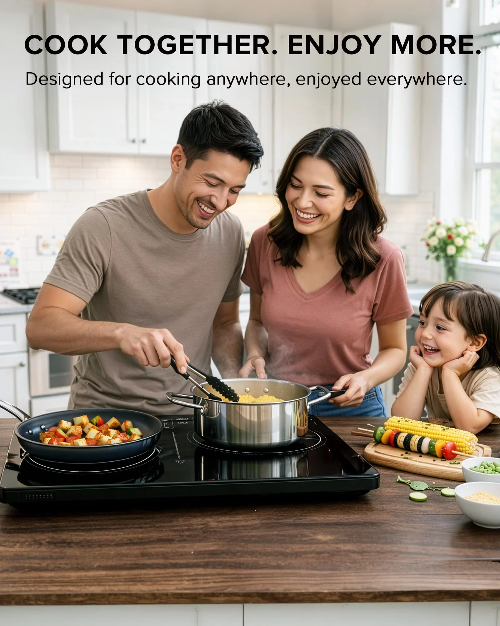 Nuwave PIC Double Portable Induction Cooktop, 900W/1500W/1800W Options, Two 8” Heating Zones, 106 Precise Temperatures from 50°F–575°F in 5°F Increments, Shatter-Resistant Ceramic Glass - Image 2