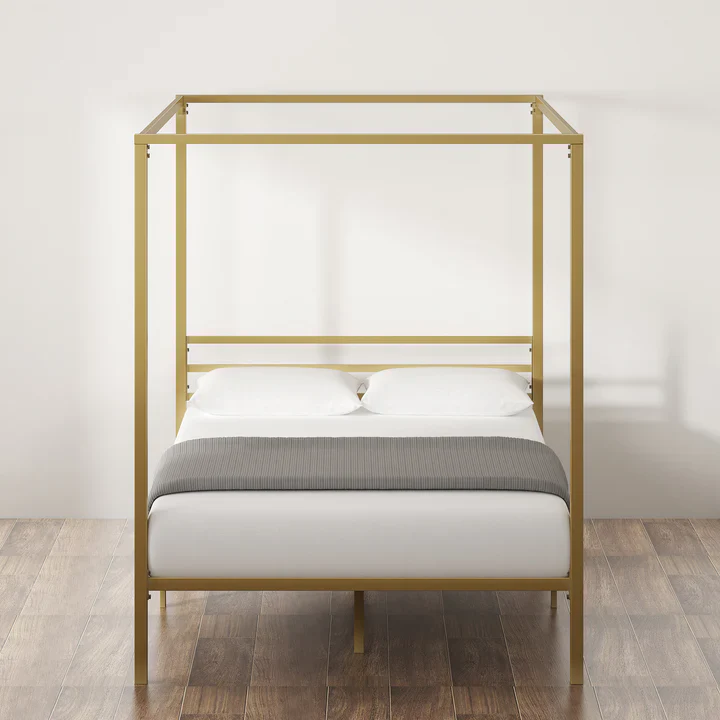 NEW - ZINUS TWIN Patricia Gold Metal Canopy Platform Bed Frame / Mattress Foundation with Steel Slat Support / No Box Spring Needed / Easy Assembly, Twin - Image 2