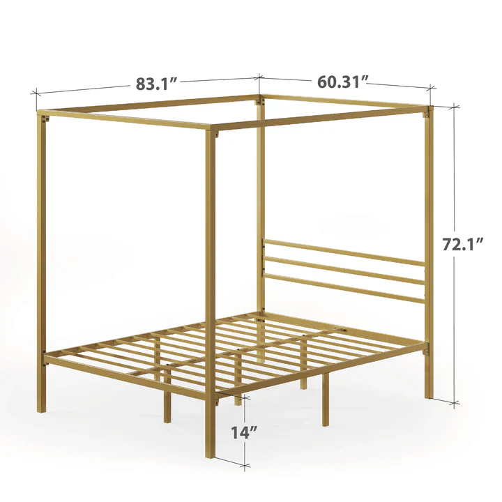 NEW - ZINUS TWIN Patricia Gold Metal Canopy Platform Bed Frame / Mattress Foundation with Steel Slat Support / No Box Spring Needed / Easy Assembly, Twin - Image 3