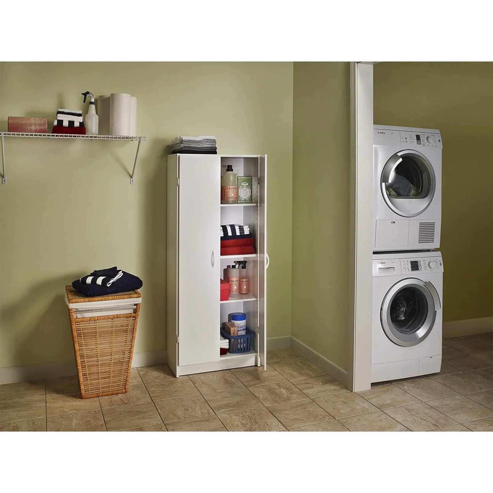 NEW w/ minor dmg - ClosetMaid Pantry Cabinet Cupboard with 2 Doors, Adjustable Shelves, Standing, Storage for Kitchen, Laundry or Utility Room, White - Retail $118 - Image 6