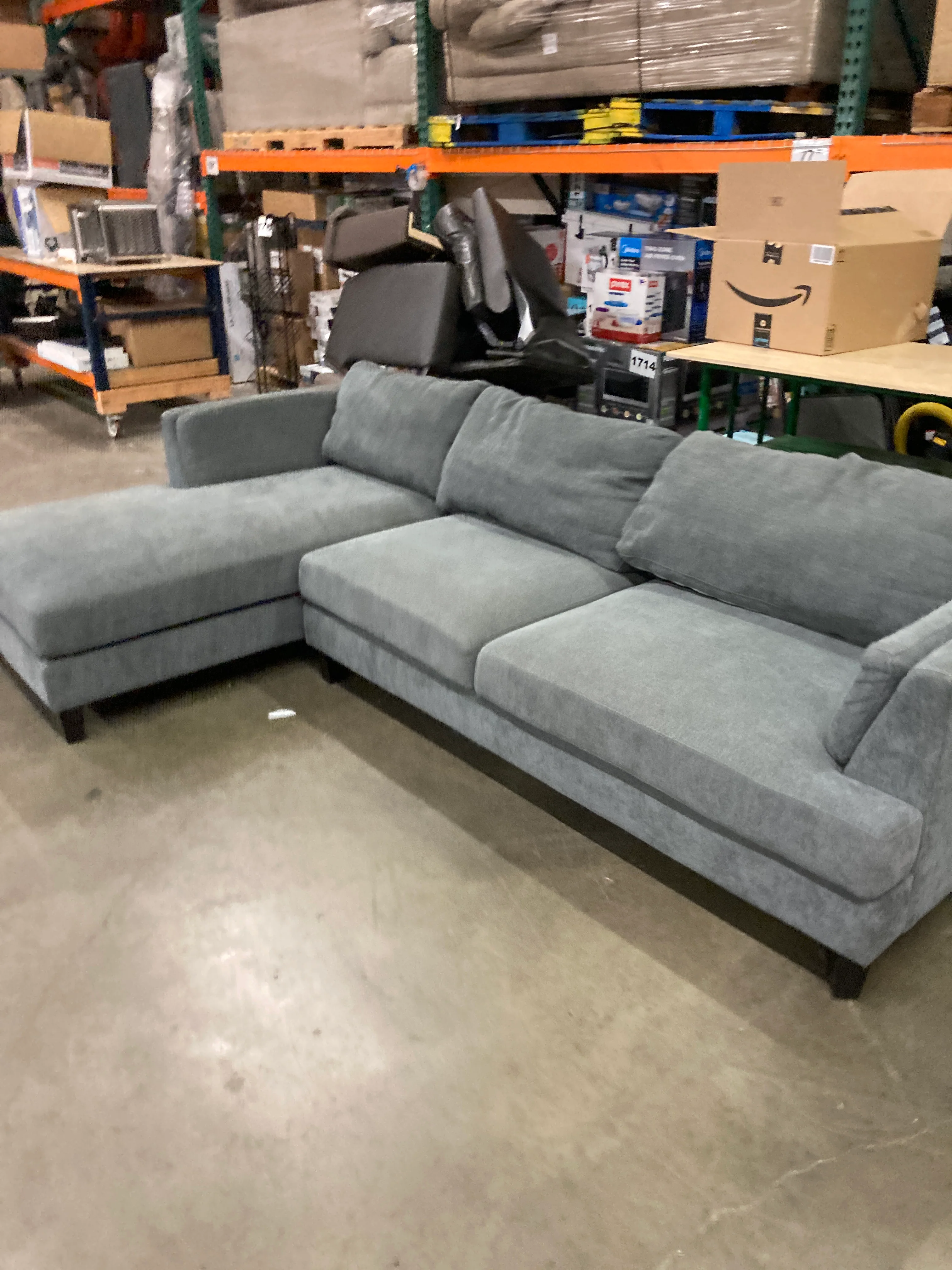 Costco - Ellery Fabric Sectional with Ottoman - Retail $799