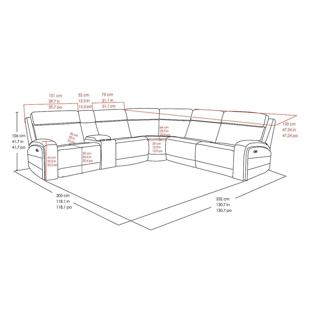 Costco - Gearhart 6-piece Leather Power Reclining Sectional with Power Headrests - Retail $2699 - Image 3
