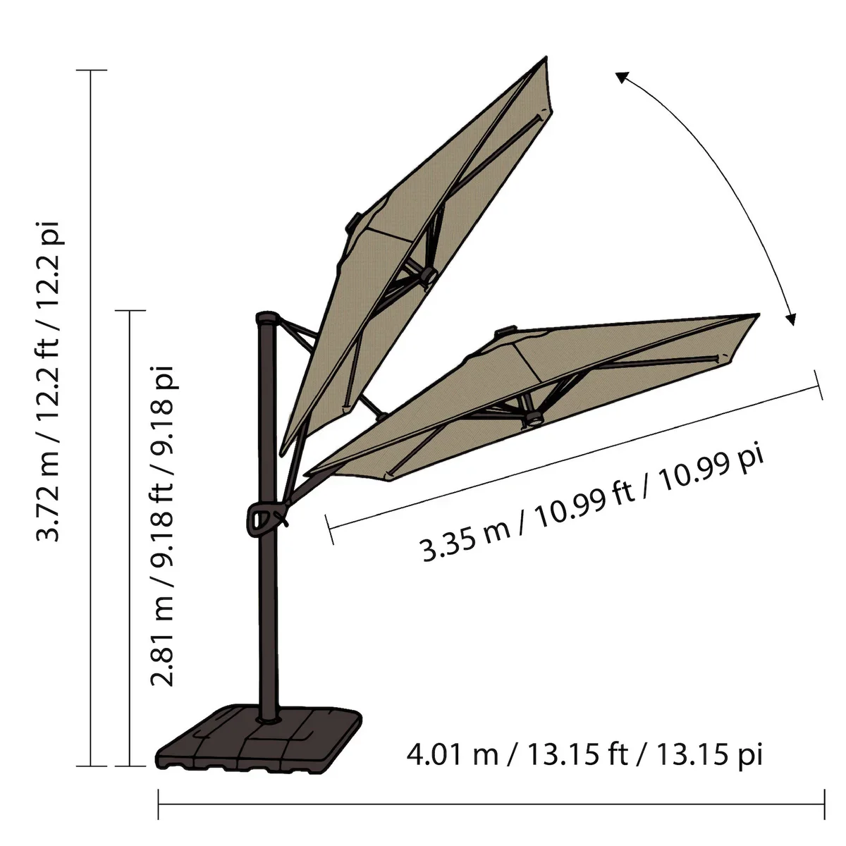 Costco - Seasons Sentry 10ft Square Solar LED Cantilever Umbrella A- Retail $699 - Image 5