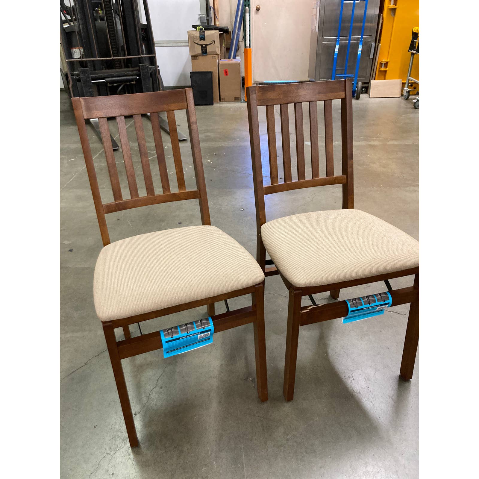 Costco - Stakmore Wood Upholstered Folding Chair, Fruitwood, 2-pack - Retail $99 - Image 2