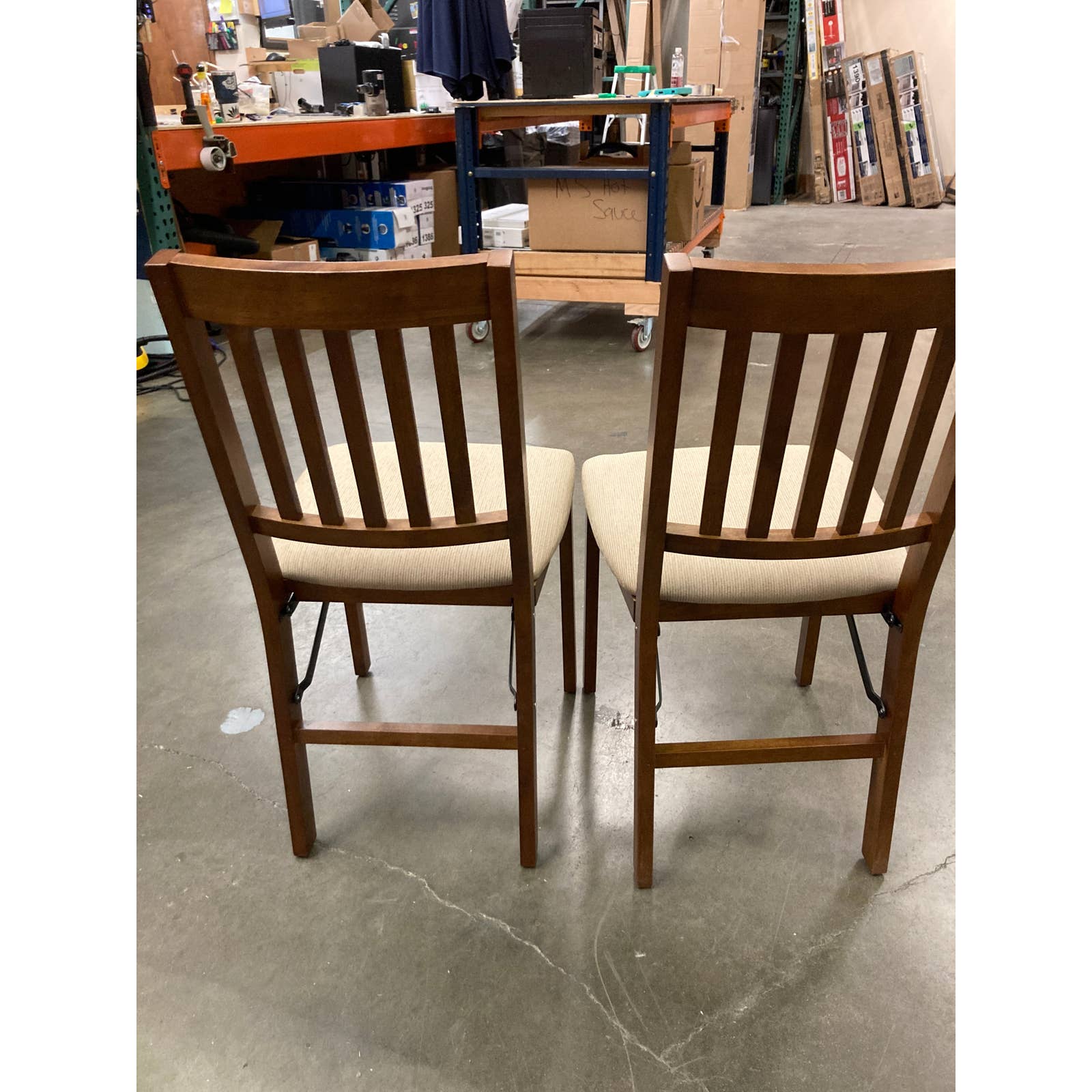 Costco - Stakmore Wood Upholstered Folding Chair, Fruitwood, 2-pack - Retail $99 - Image 4