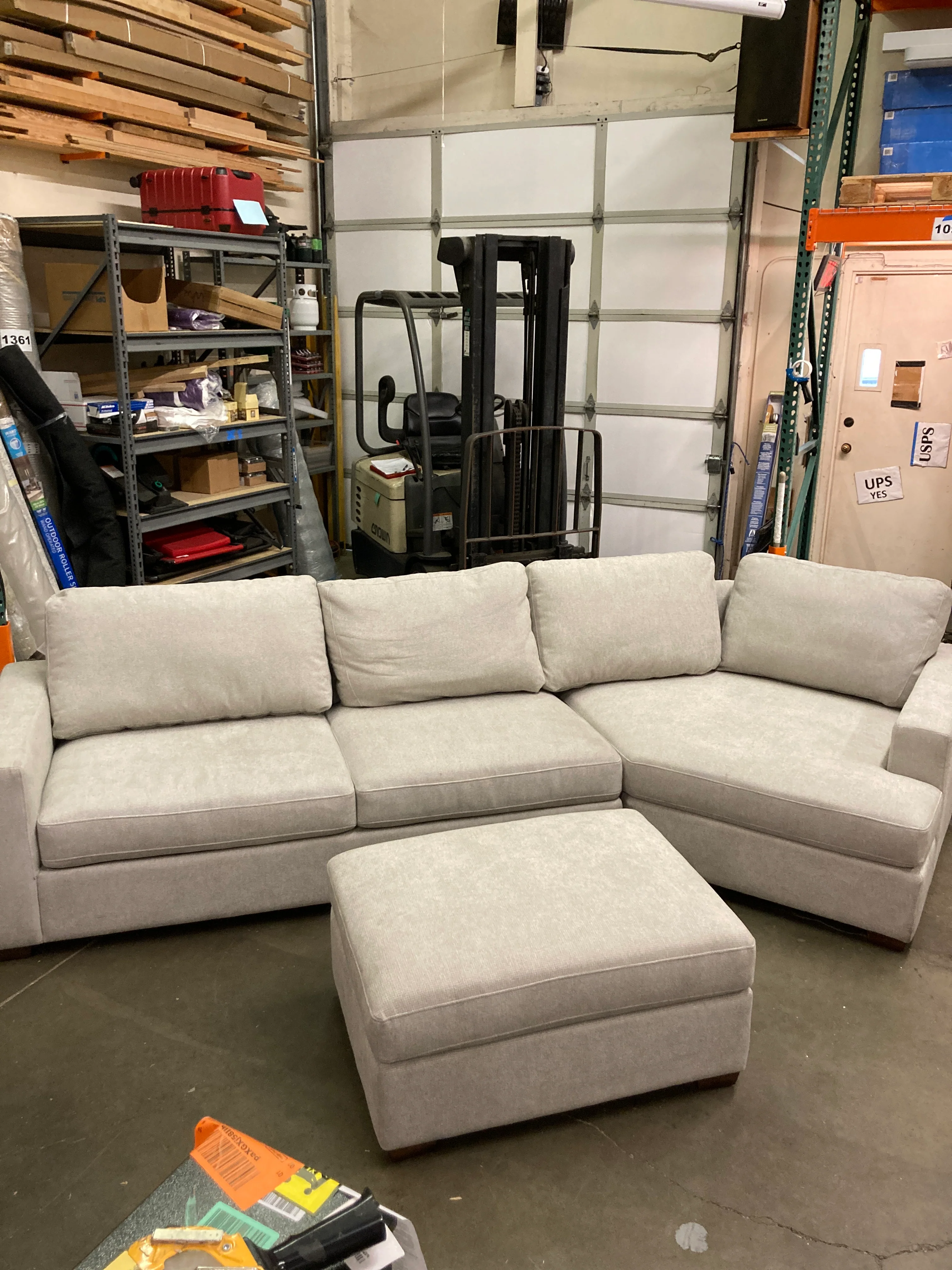 Costco - Thomasville Ezra Fabric Sectional with Ottoman - Retail $1799 - Image 5
