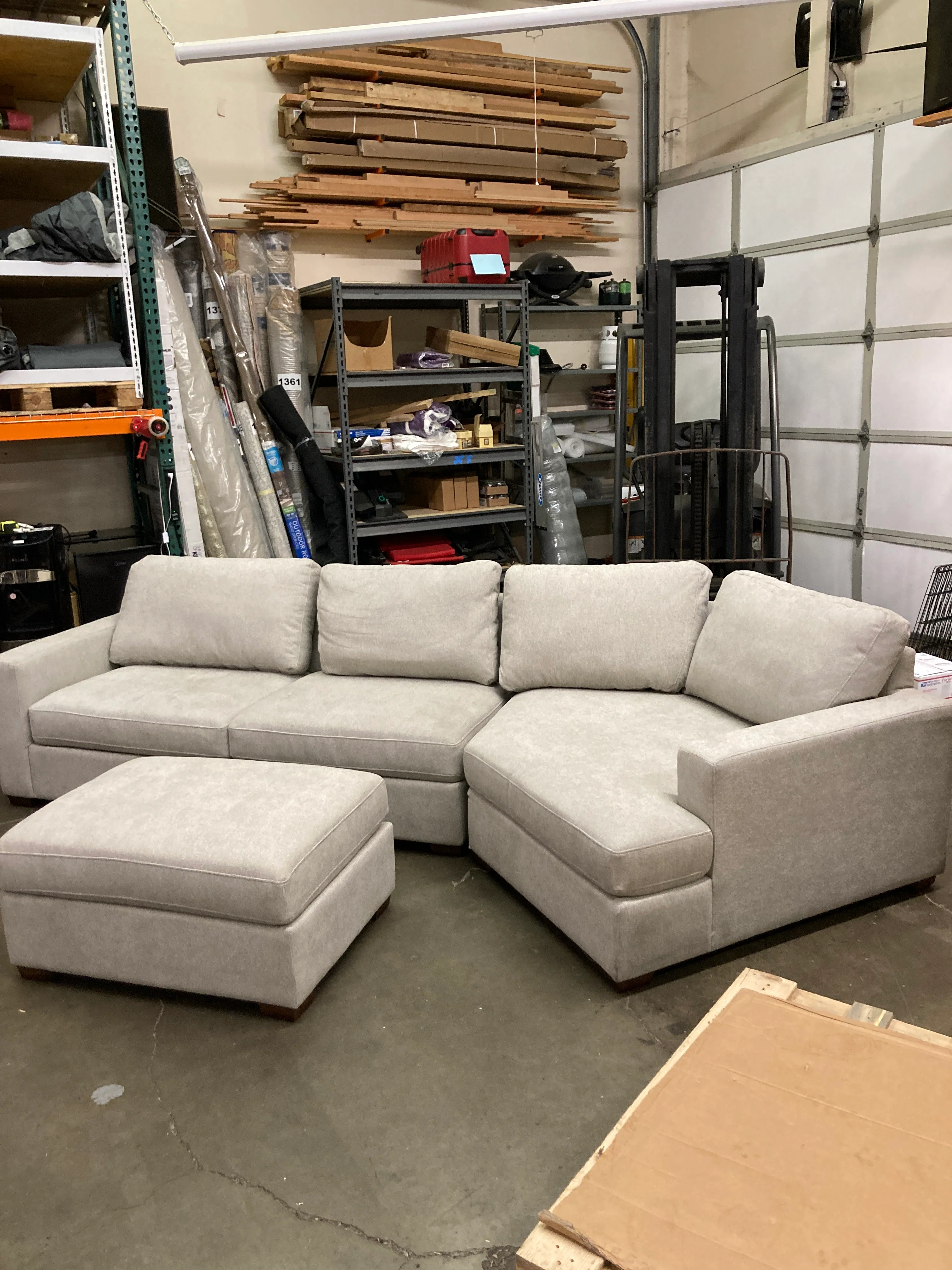 Costco - Thomasville Ezra Fabric Sectional with Ottoman - Retail $1799 - Image 7