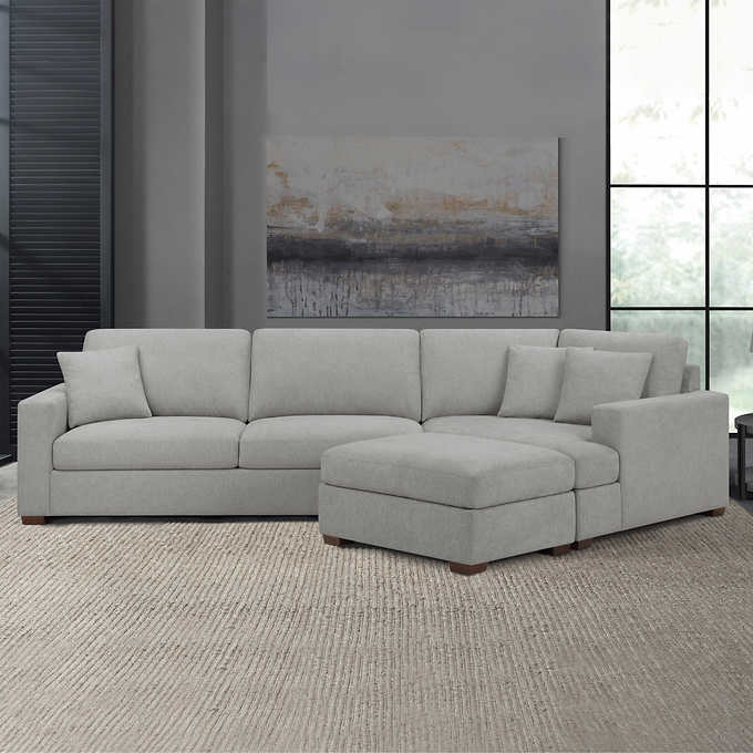 Costco - Thomasville Ezra Fabric Sectional with Ottoman - Retail $1799 - Image 9