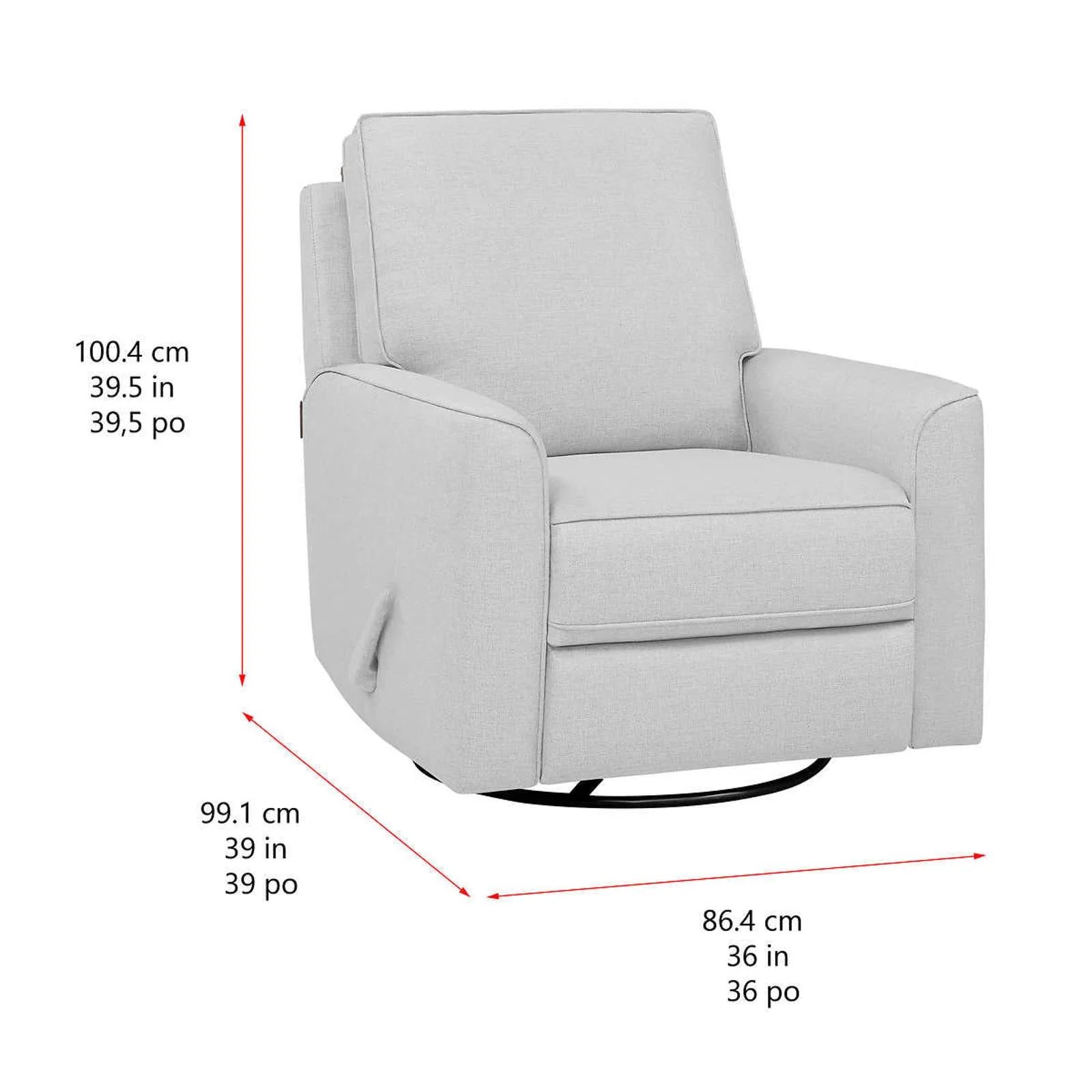 True Innovations Paxley Fabric Swivel Glider Recliner - Image 5