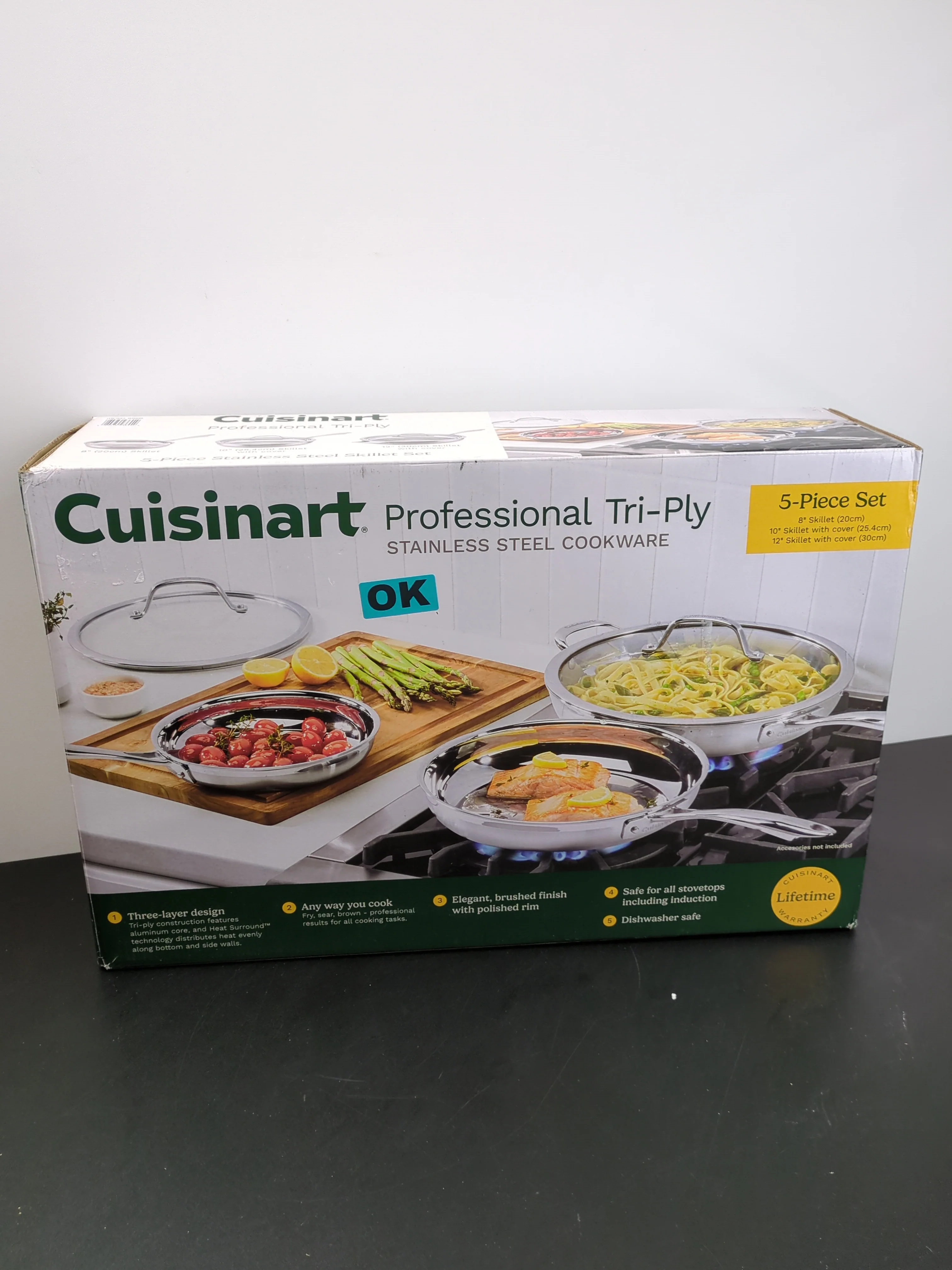 Cuisinart Tri-Ply Clad Stainless Steel 5-piece Skillet Set - Retail $69 - Image 3