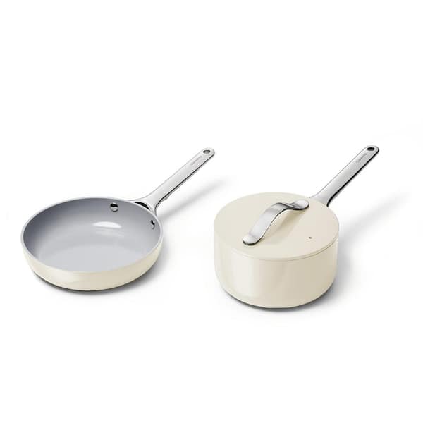 NEW - CARAWAY HOME Non-Stick Ceramic Mini Fry Pan and Mini Sauce + Organizer Pan Duo Cream - Image 2
