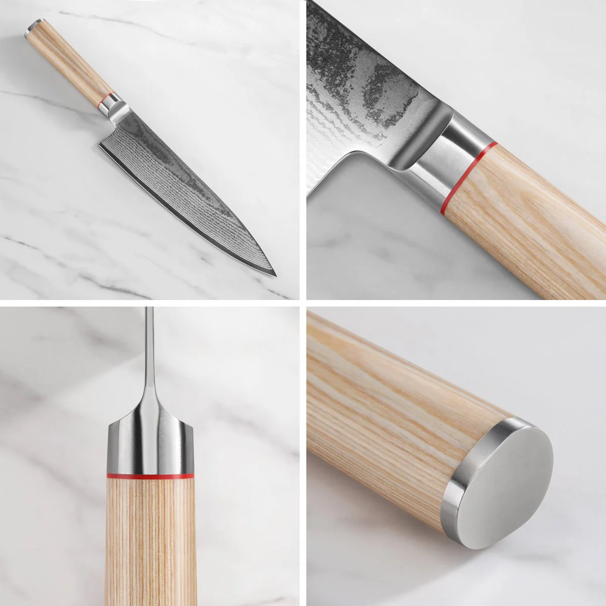 Cangshan Sobu Series 6-piece X-7 Damascus Steel Knife Block Set, Tan Pakka - Image 6