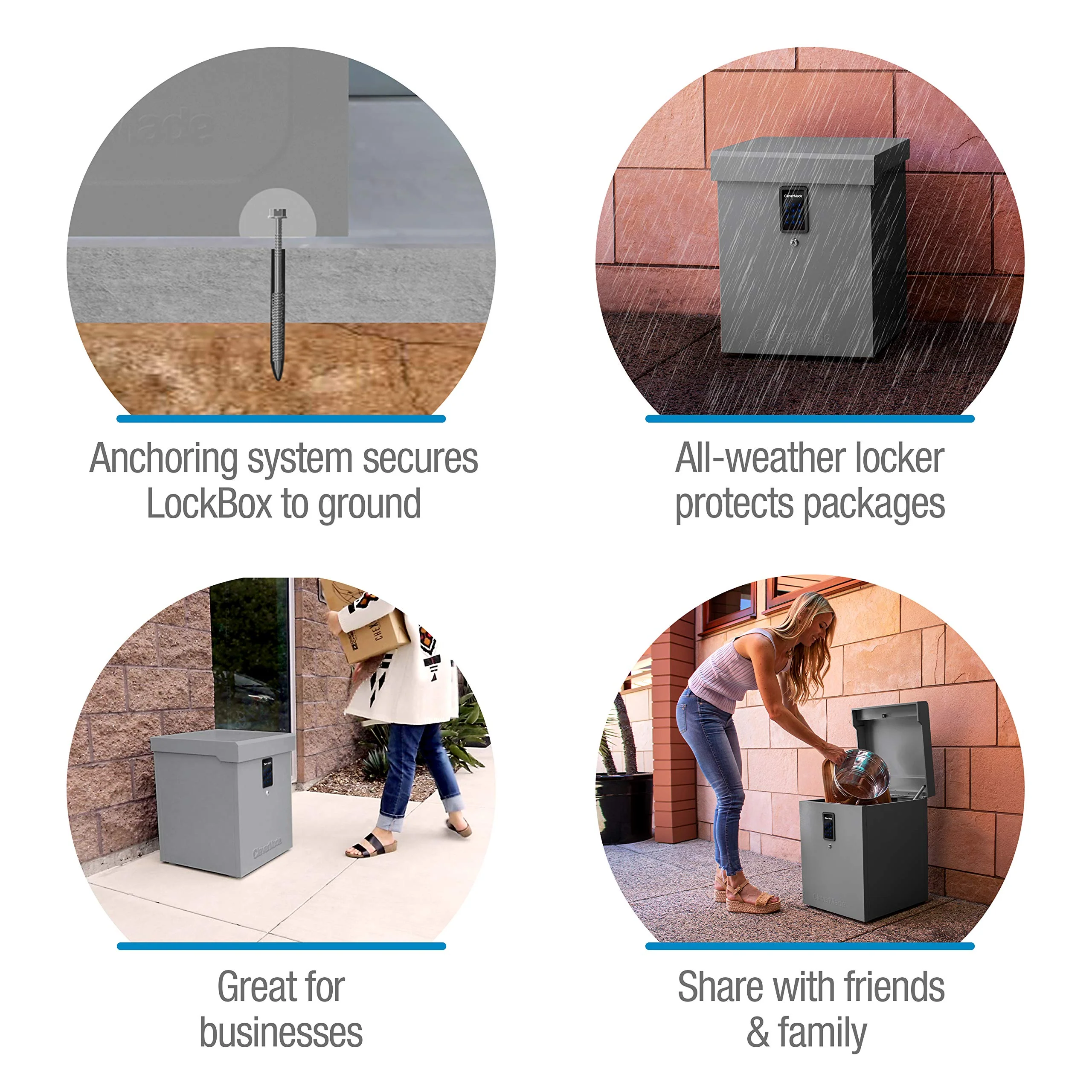 NEW - CleverMade Parcel LockBox S100 Series: Secure Package Delivery Box with Reinforced Steel Construction, Digital Lock & Ground Anchoring System For Online Shopping Deliveries, Grey - Image 2