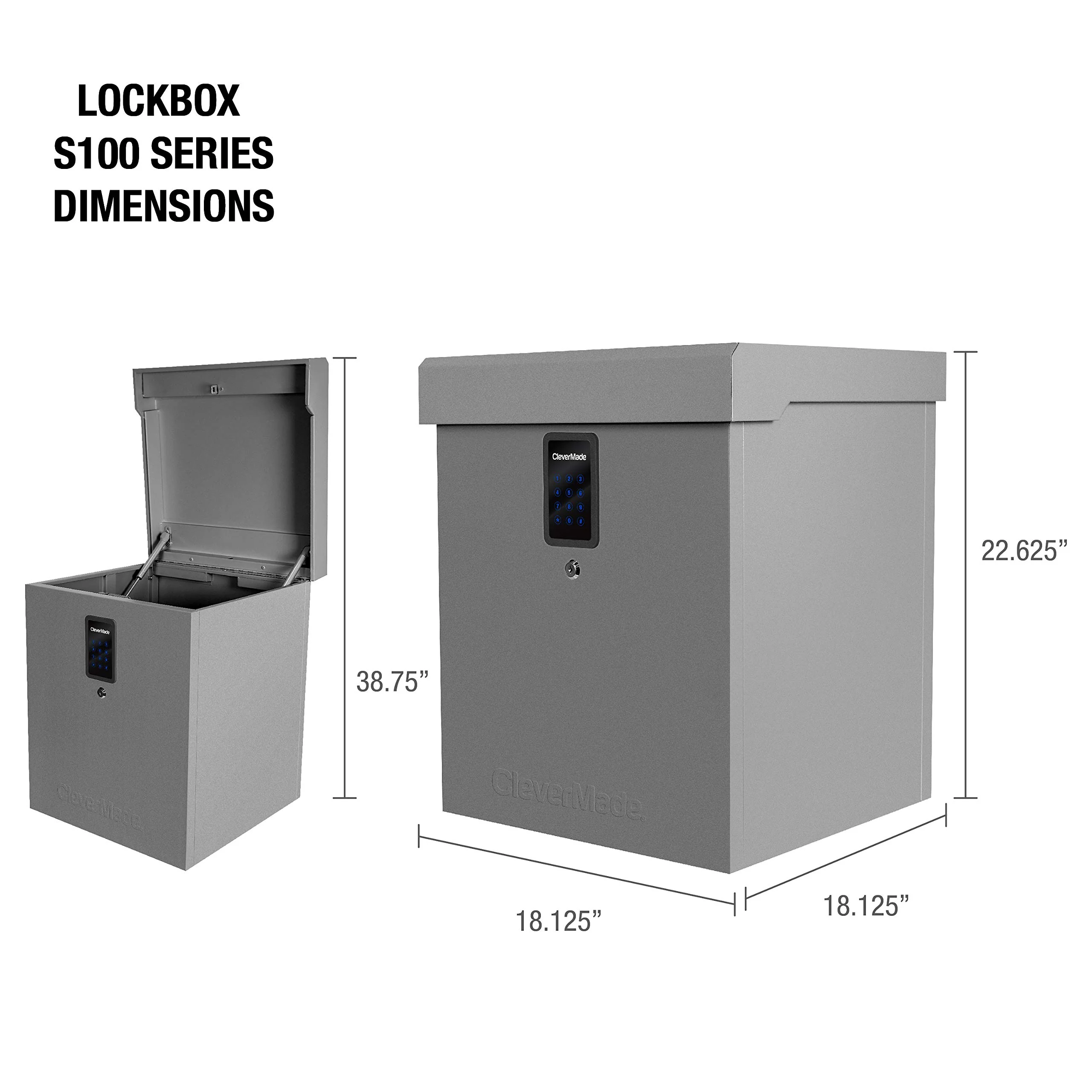 NEW - CleverMade Parcel LockBox S100 Series: Secure Package Delivery Box with Reinforced Steel Construction, Digital Lock & Ground Anchoring System For Online Shopping Deliveries, Grey - Image 3
