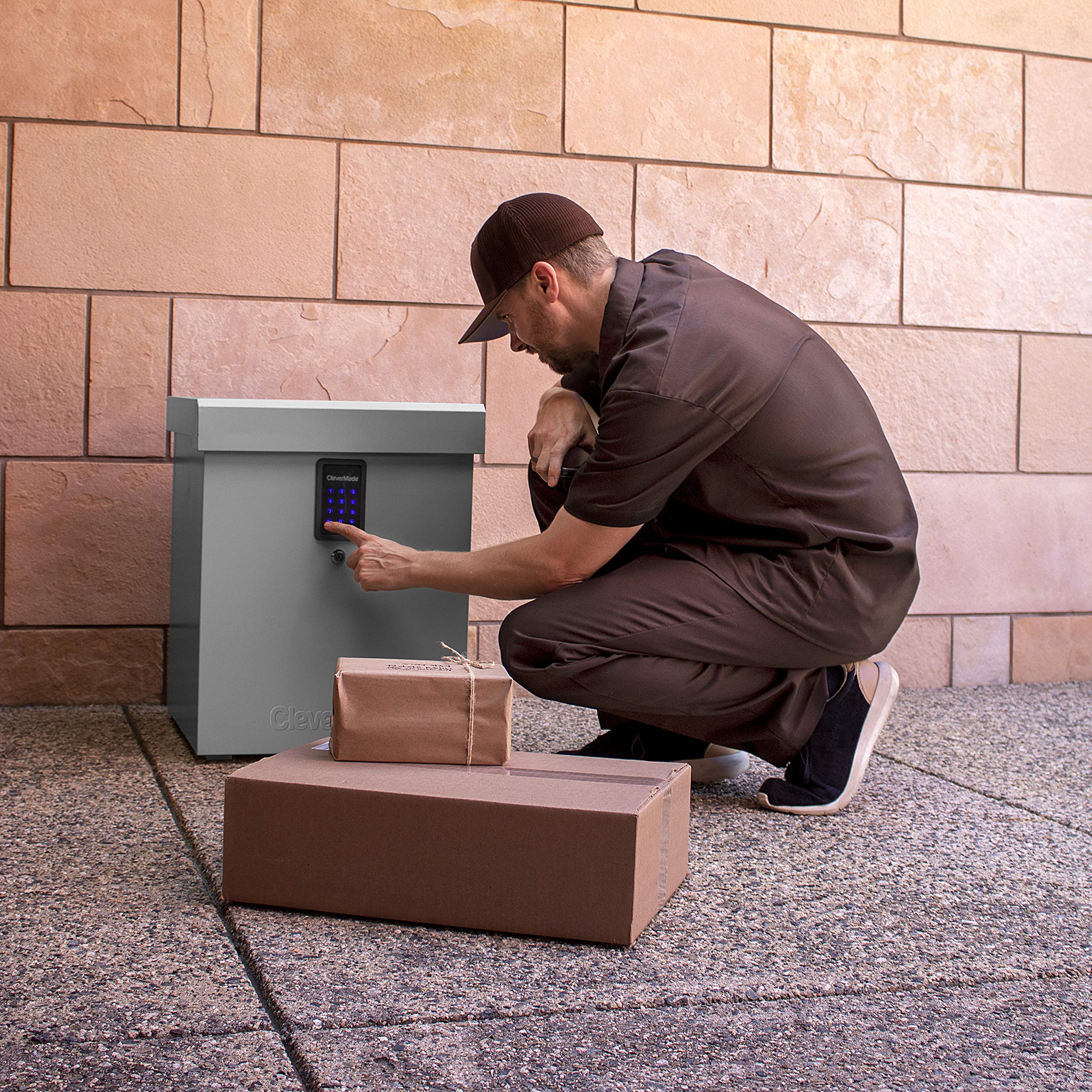 NEW - CleverMade Parcel LockBox S100 Series: Secure Package Delivery Box with Reinforced Steel Construction, Digital Lock & Ground Anchoring System For Online Shopping Deliveries, Grey - Image 4
