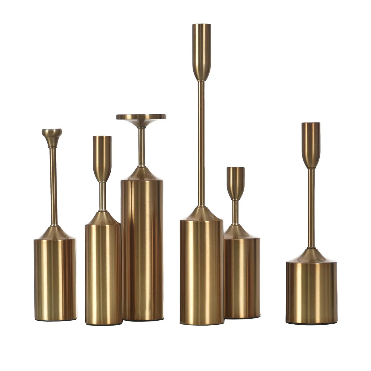 StyleCraft Brass Plated Candleholders, Set of 6 - Image 3