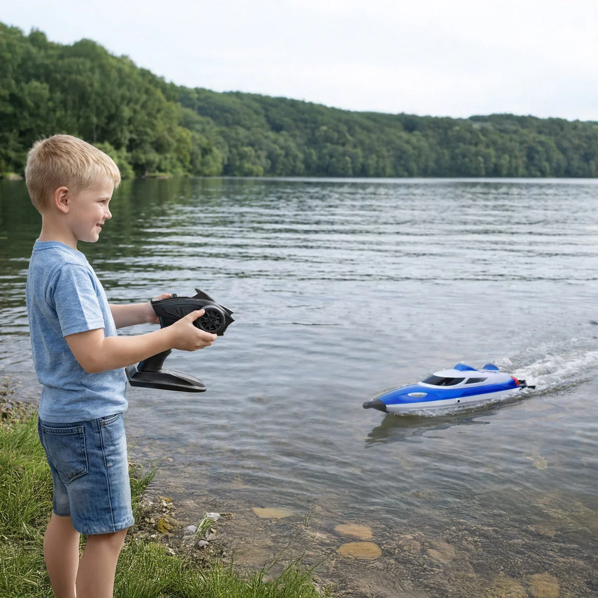 Wave Master High Speed RC Boat - Blue - Image 4