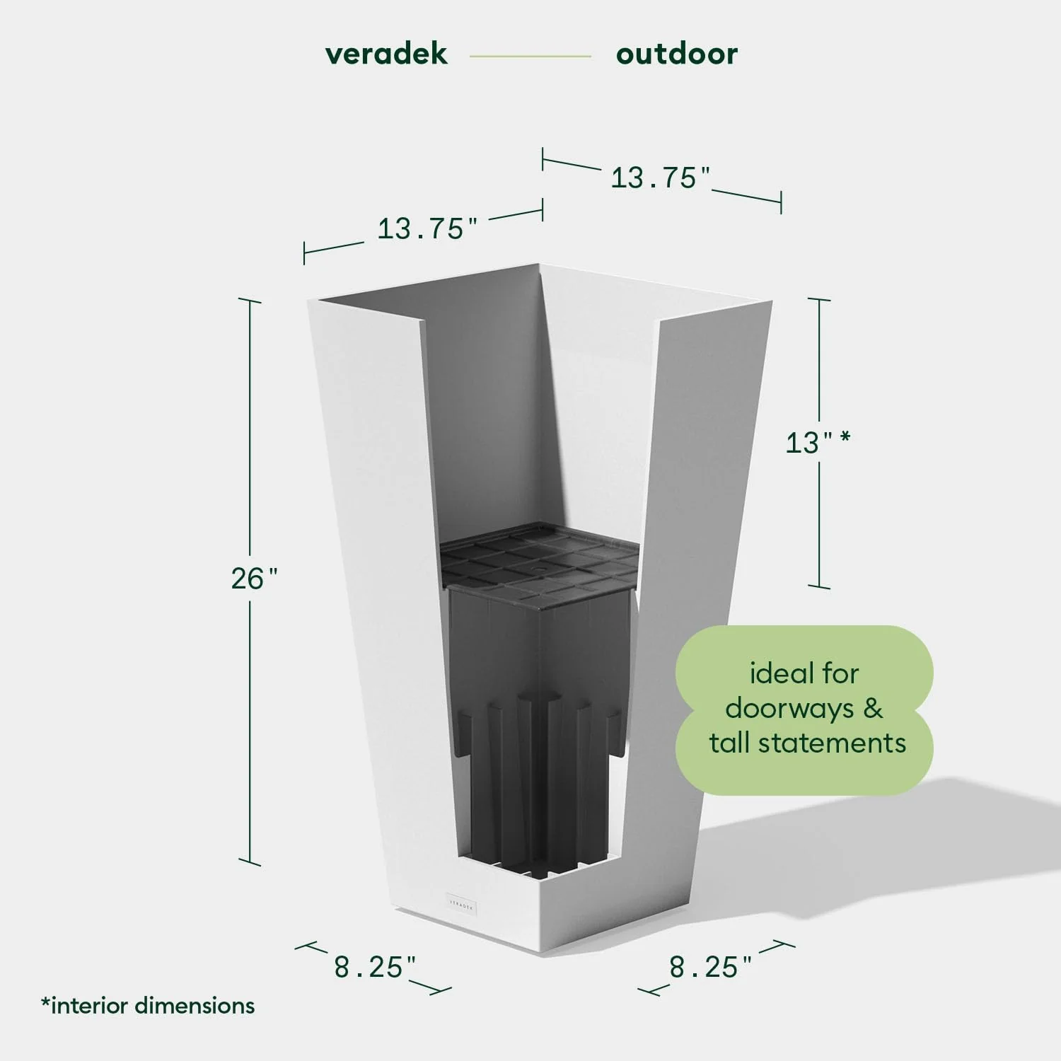 Veradek V-Resin Indoor/Outdoor Taper Planter, 2-Pack (26 inch, White) - Image 2