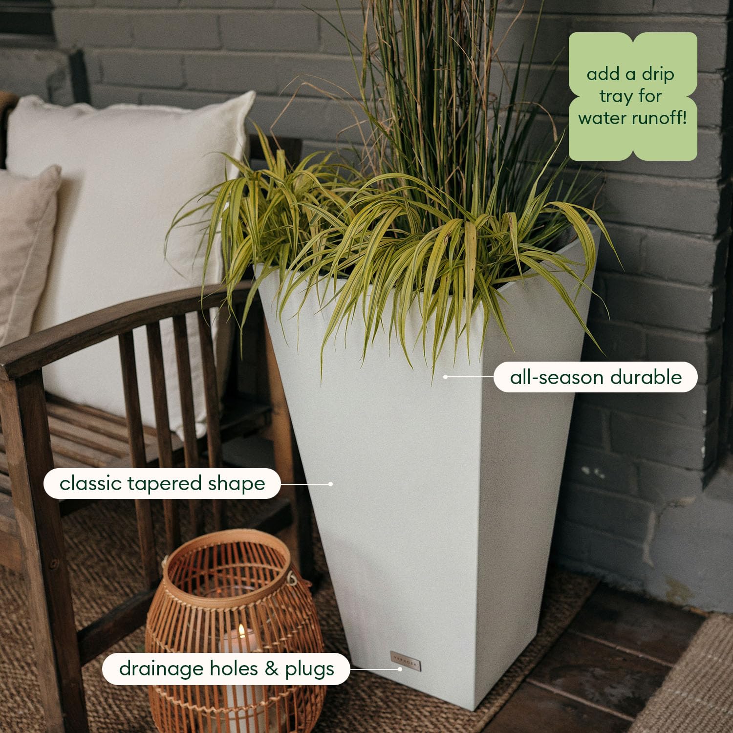 Veradek V-Resin Indoor/Outdoor Taper Planter, 2-Pack (26 inch, White) - Image 4
