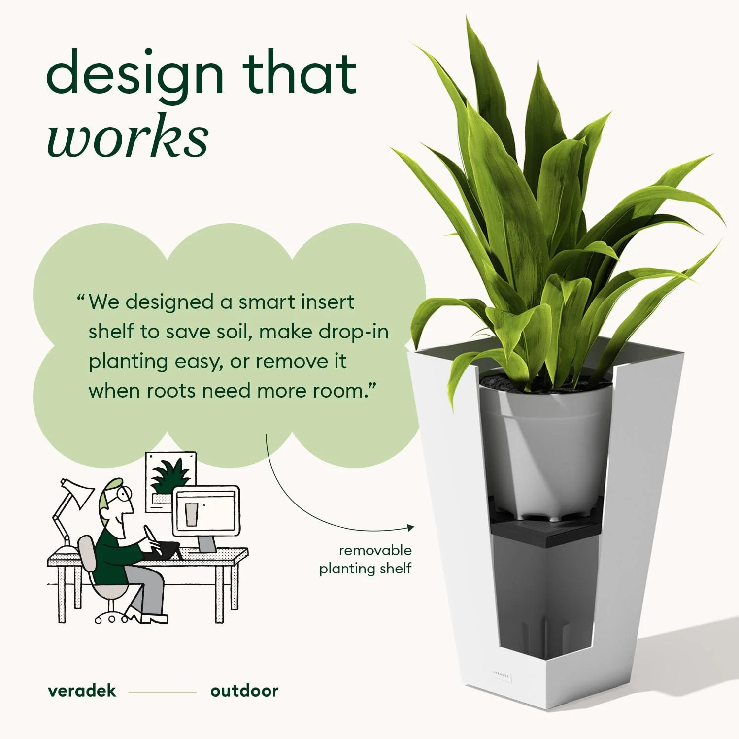 Veradek V-Resin Indoor/Outdoor Taper Planter, 2-Pack (26 inch, White) - Image 6