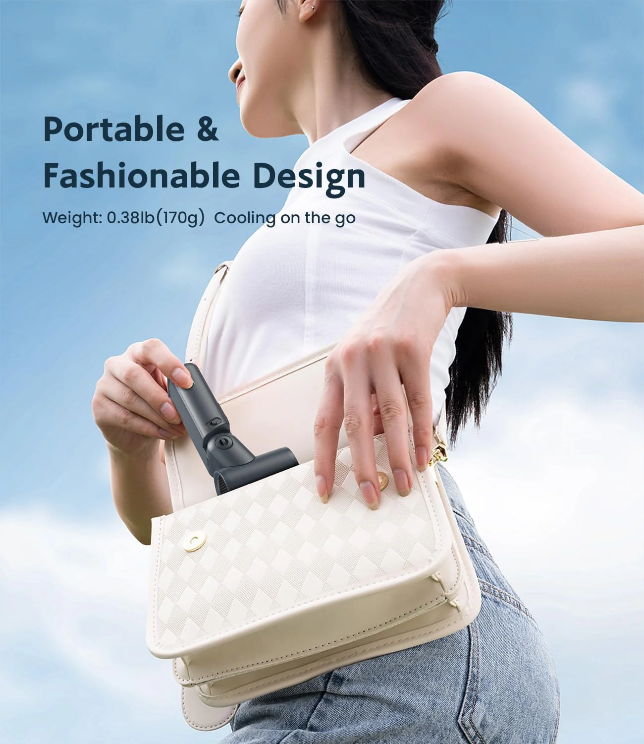 Portable Handheld Fan, 4000mAh Battery Operated Rechargeable Personal Fan, LED Display, 0-100 High Speed, Lightweight, Foldable Design, Hand/Desk/Neck 3 in 1 Cooling for Travel, Women, Man-Blue - Image 8