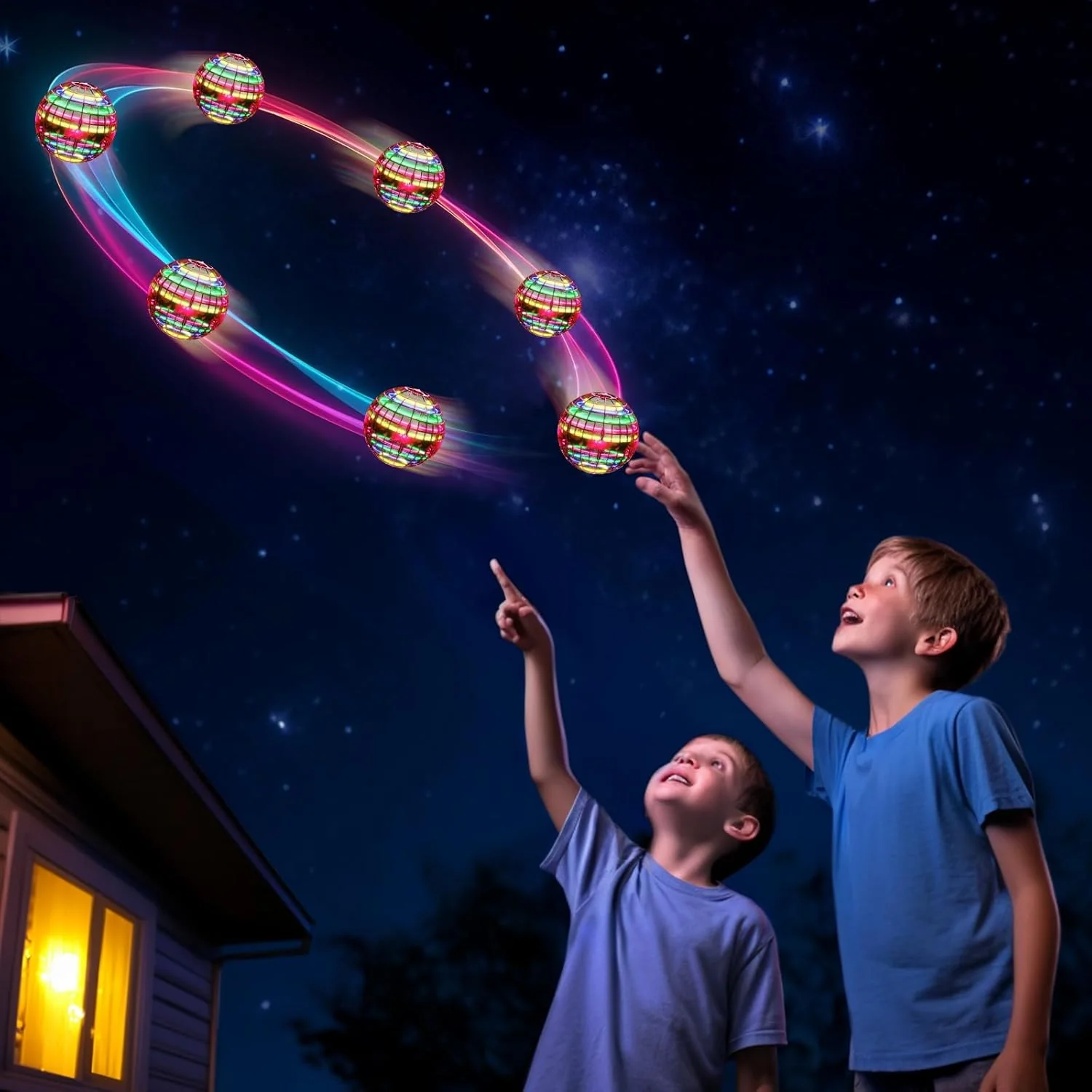 Flying Orb Ball, Red with Dazzling Lights, Magic Hover Spinner, Cool Boomerang Drone - Image 3