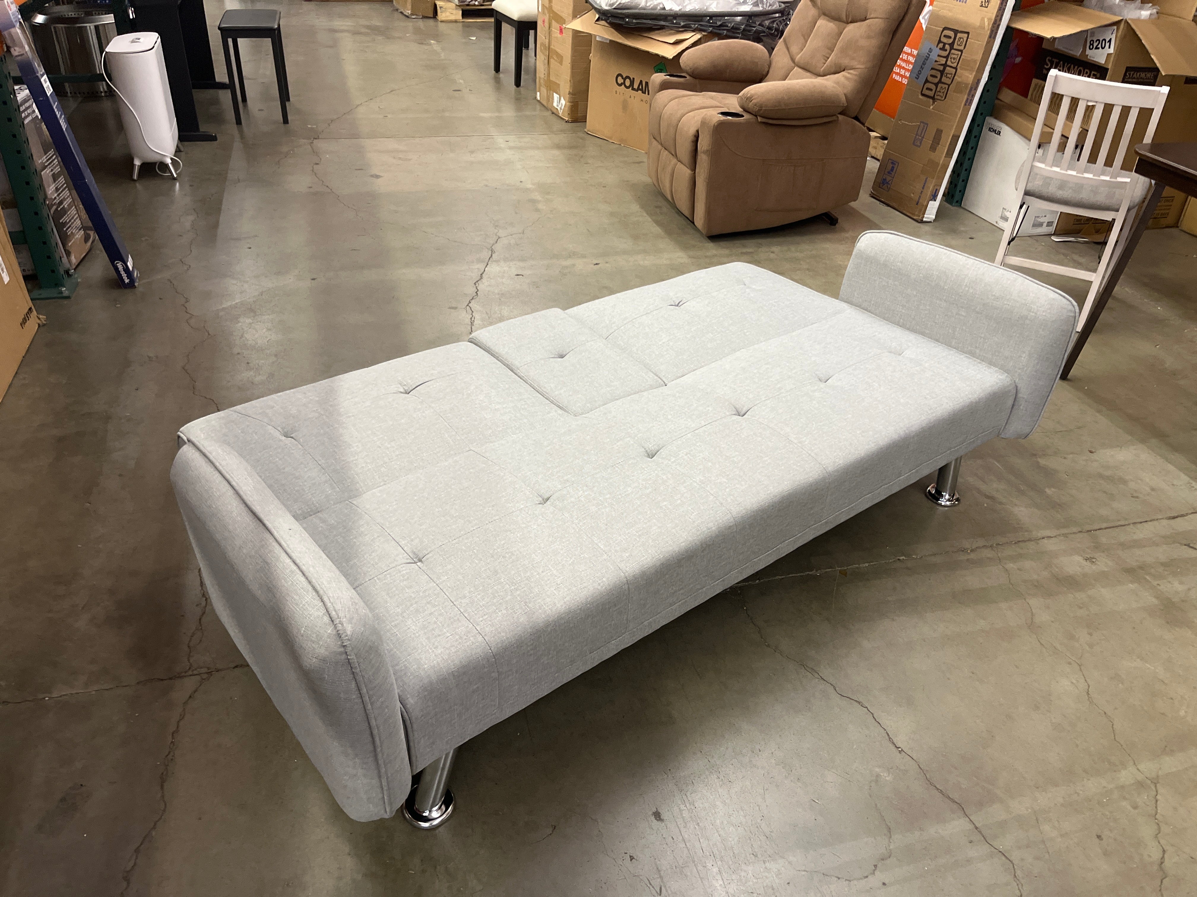 NEW - Grey Adjustable Futon with Cup Holders - Image 2