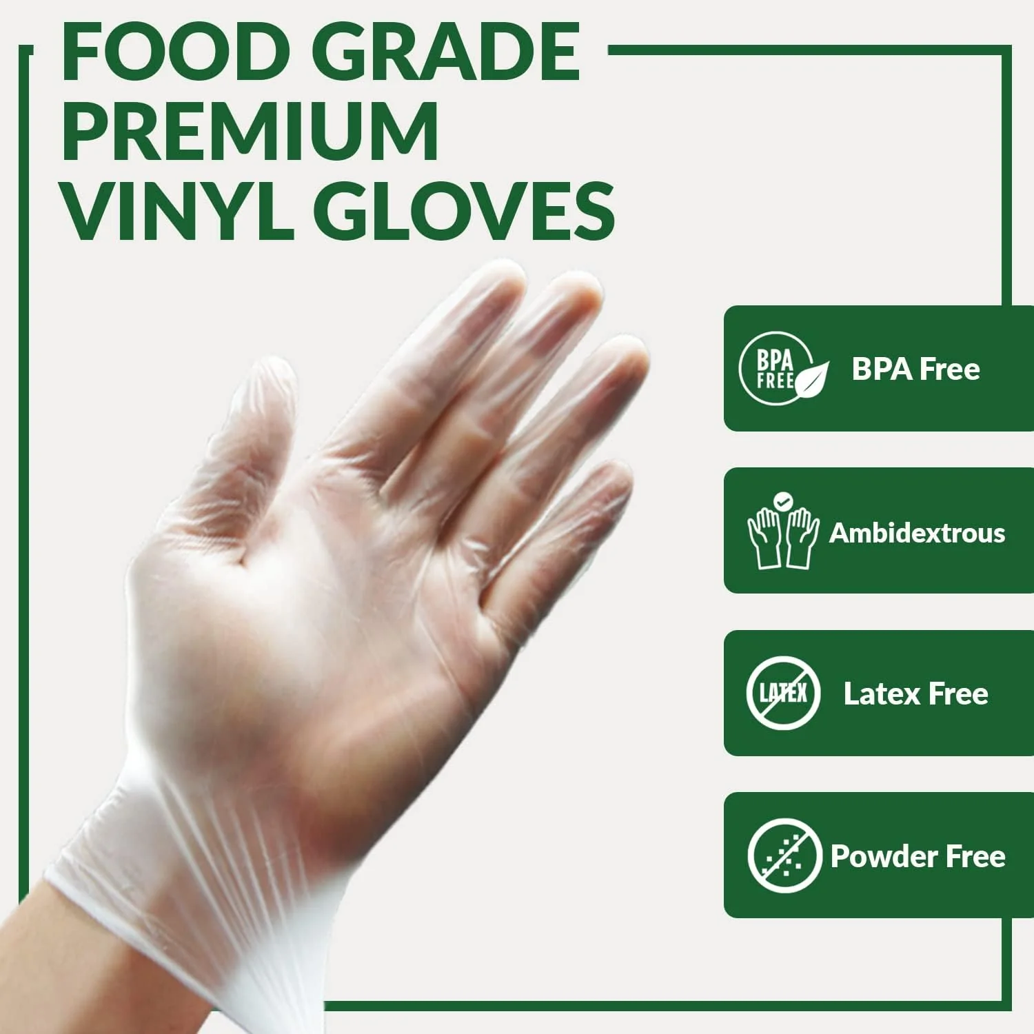 GORILLA SUPPLY 1000 LARGE Disposable Heavy Duty Vinyl Gloves Latex & Powder Free, BPA Free Food Safe - Image 2