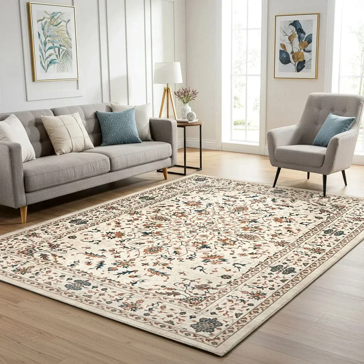 Hampton Court Area Rug Collection, Pienza Ivory, Rug Size: 5 ft. 3 in. x 7 ft. - Image 7