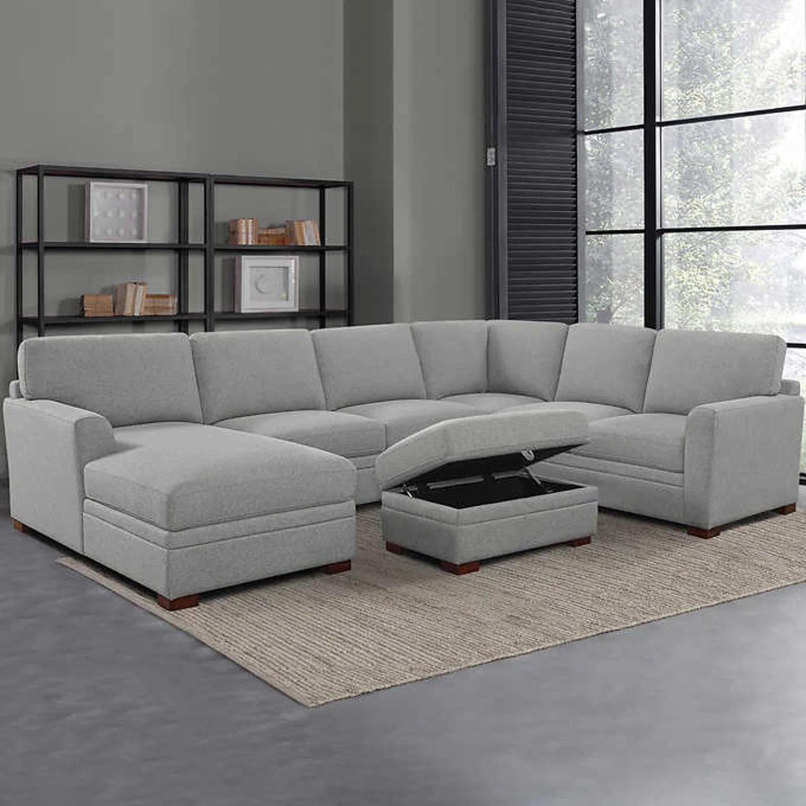 IN BOX - Costco - Thomasville Langdon Fabric Sectional with Storage Ottoman - Retail $1999 - Image 3