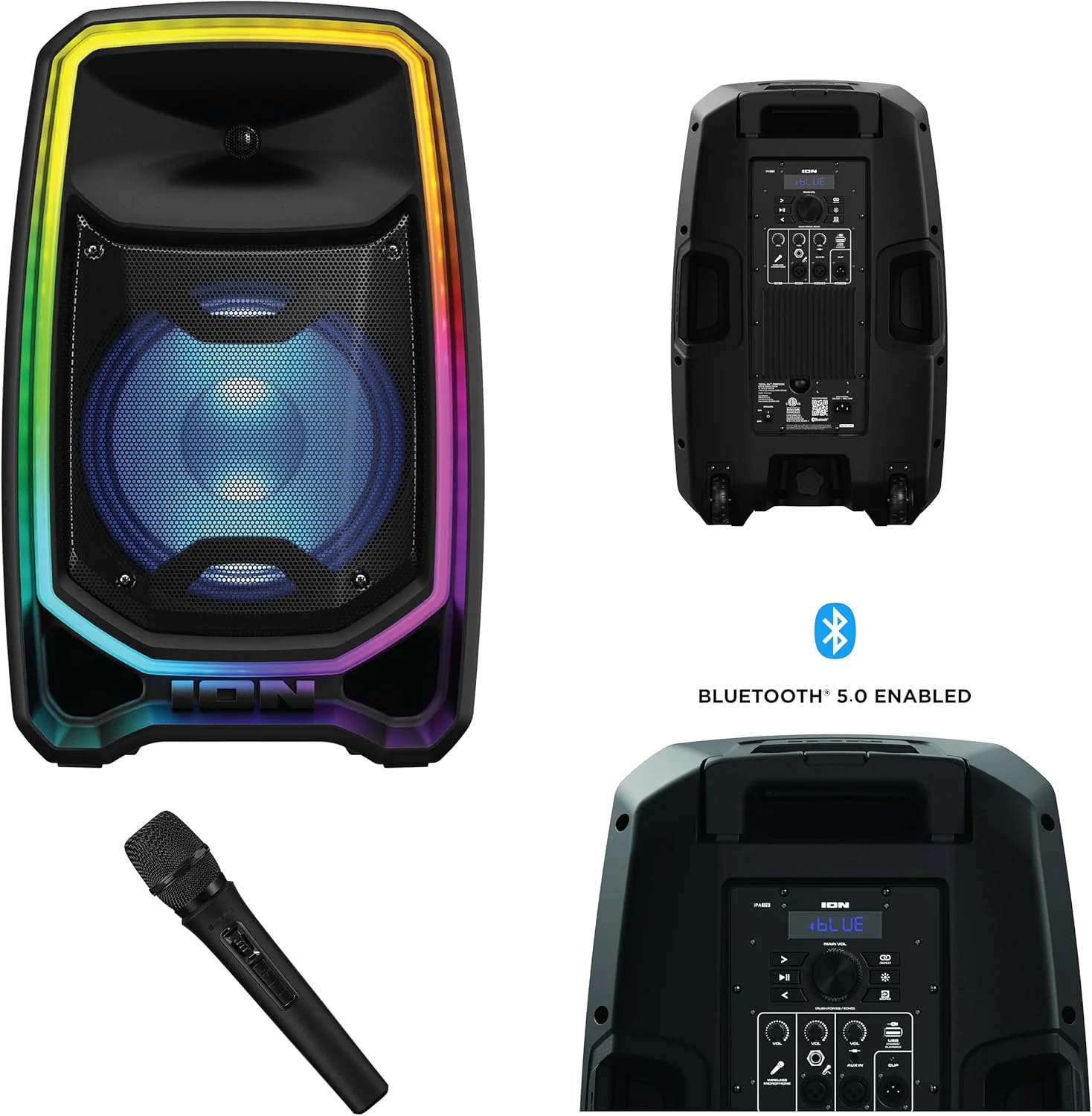 ION Total PA Freedom High-Power Speaker System with 650-Watt Sound, Wireless Microphone, Bluetooth, Ultimate Bass, Integrated Mixer and Edge-Glow Lights - Image 3