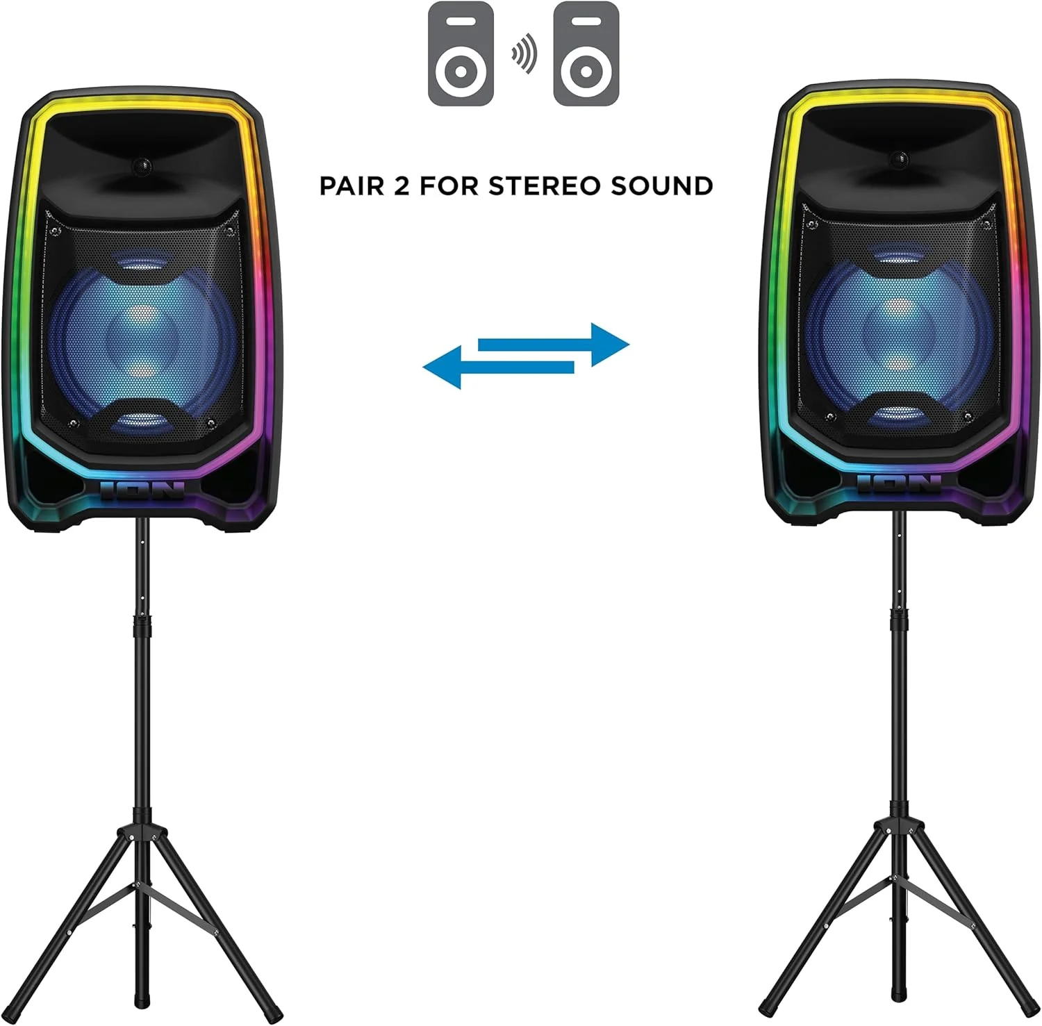 ION Total PA Freedom High-Power Speaker System with 650-Watt Sound, Wireless Microphone, Bluetooth, Ultimate Bass, Integrated Mixer and Edge-Glow Lights - Image 4