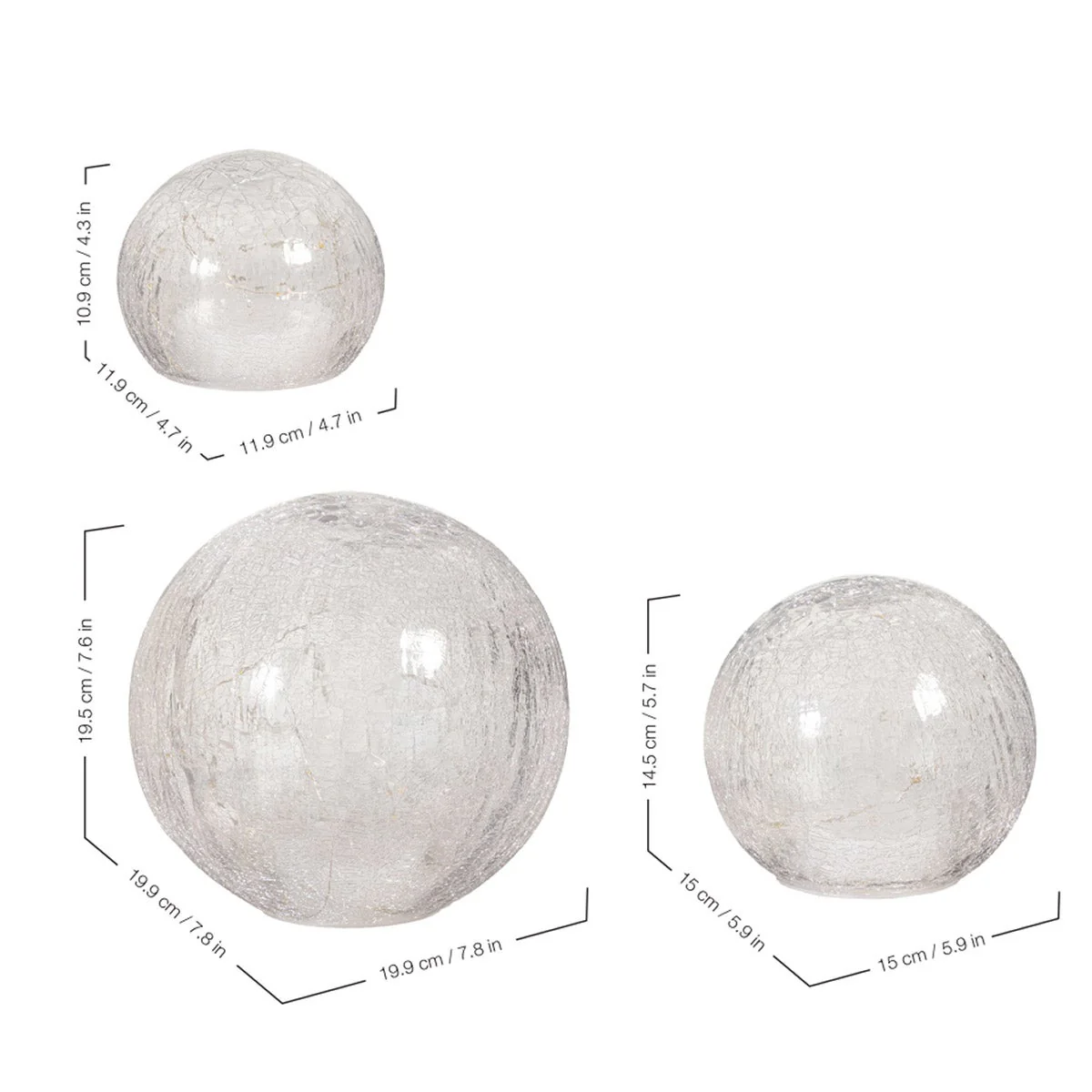 Evergreen LED Glass Spheres, Set of 3 - Image 2