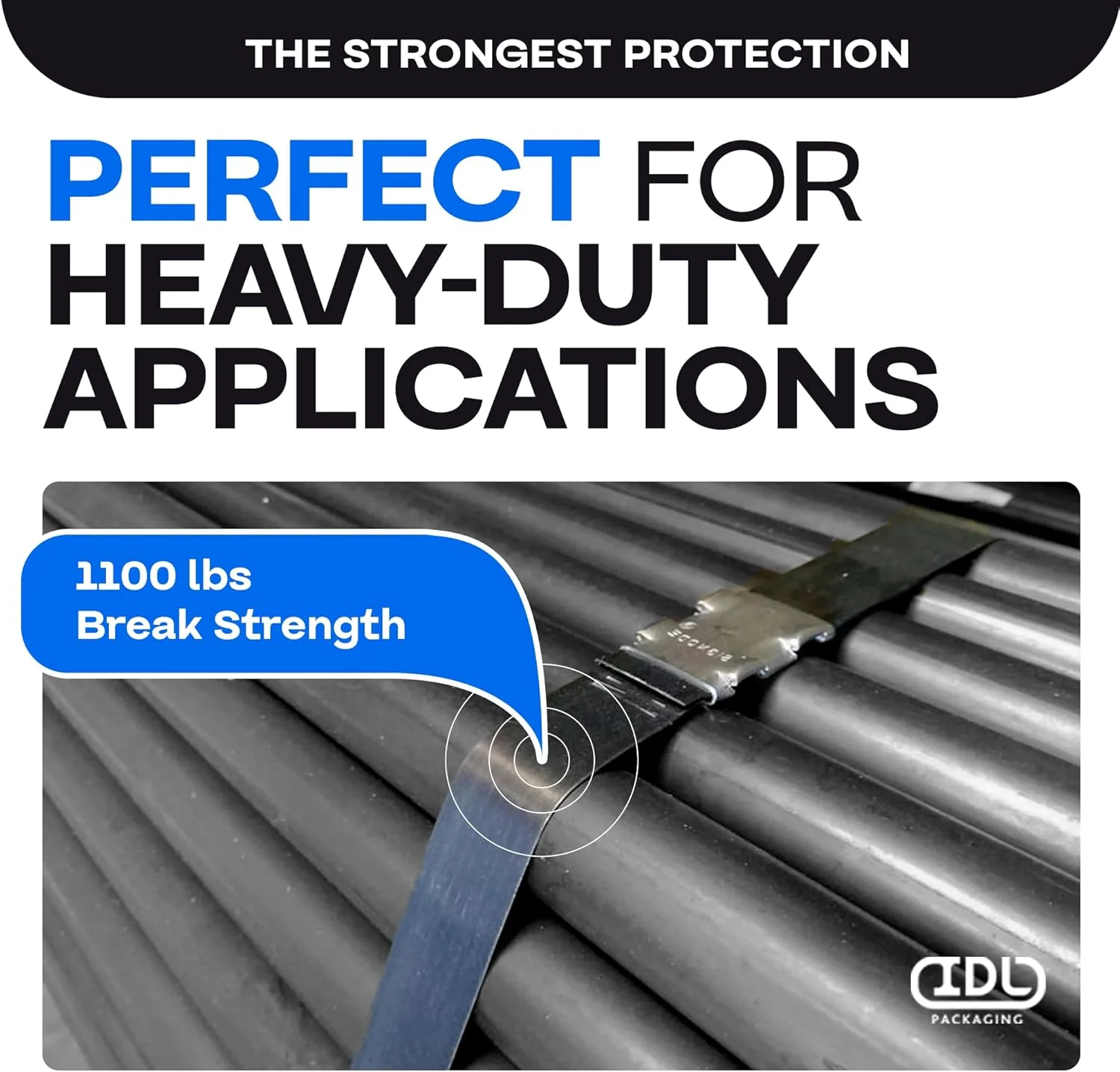 IDL Packaging 1/2" x .020" x 300' Steel Strapping Coil (1100 Lbs Break Strength) in Self-Dispensed Сardboard Box - Image 3