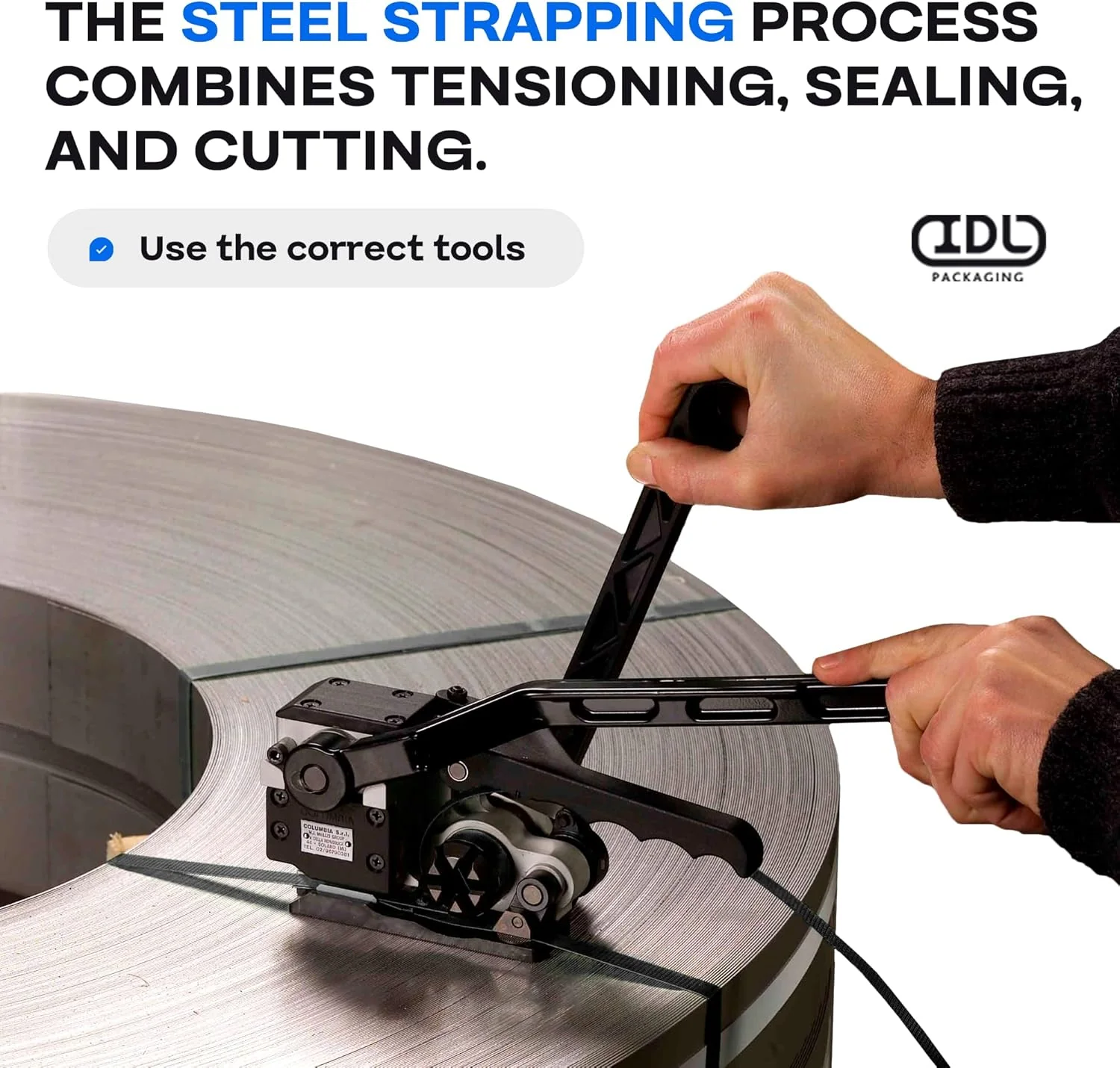 IDL Packaging 1/2" x .020" x 300' Steel Strapping Coil (1100 Lbs Break Strength) in Self-Dispensed Сardboard Box - Image 5