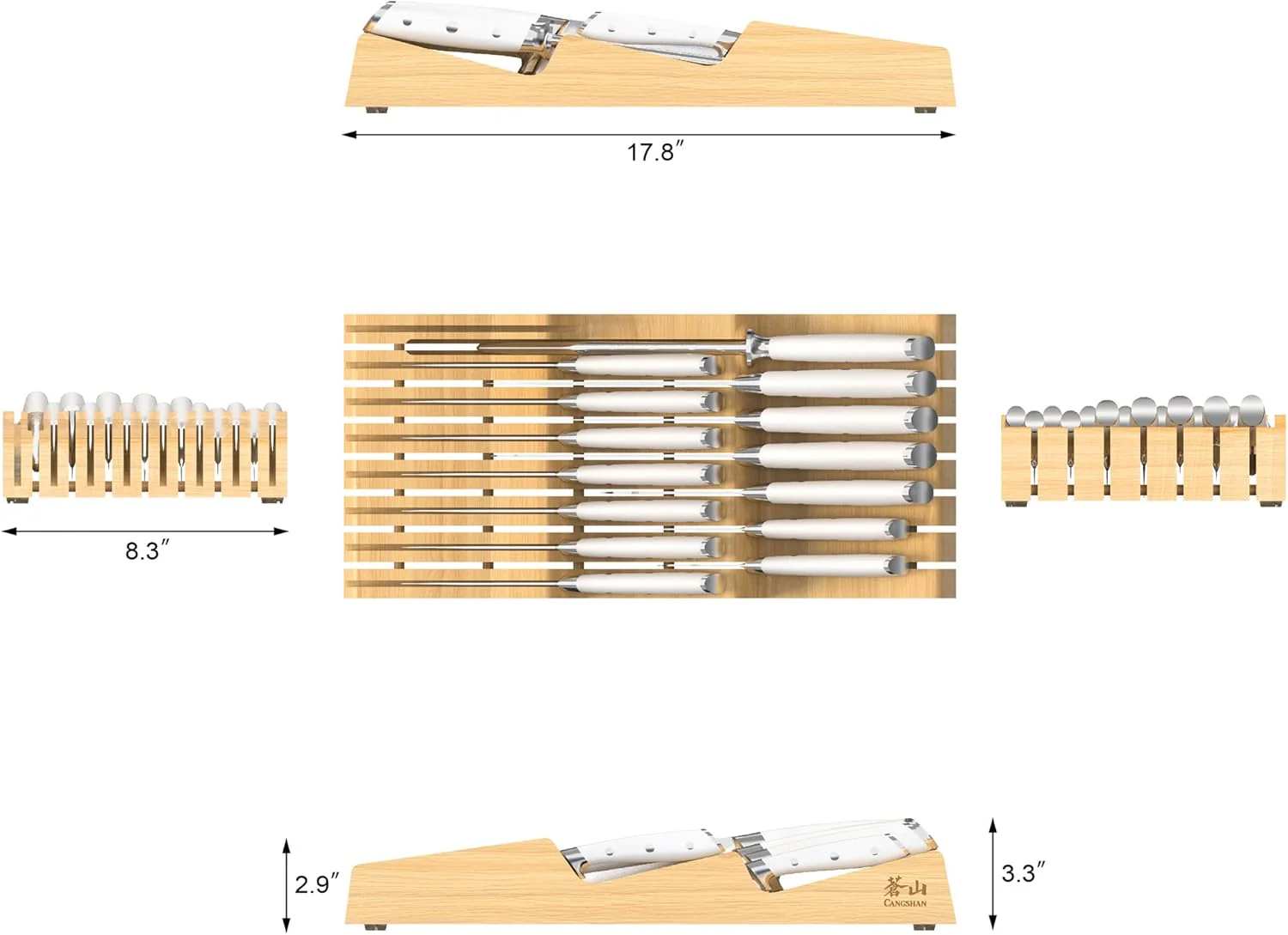 Cangshan ALPS Series German Steel Forged 15-Piece In-Drawer Knife Set with Bamboo Tray - Image 3